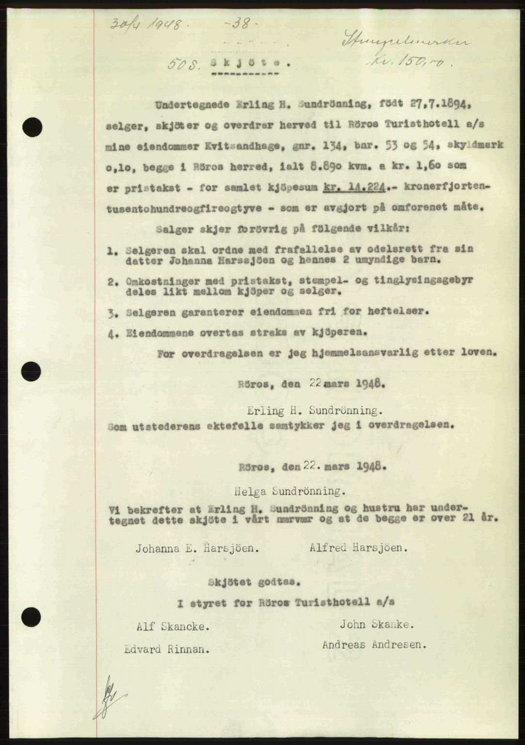 Gauldal sorenskriveri, SAT/A-0014/1/2/2C: Pantebok nr. A5, 1947-1948, Dagboknr: 505/1948
