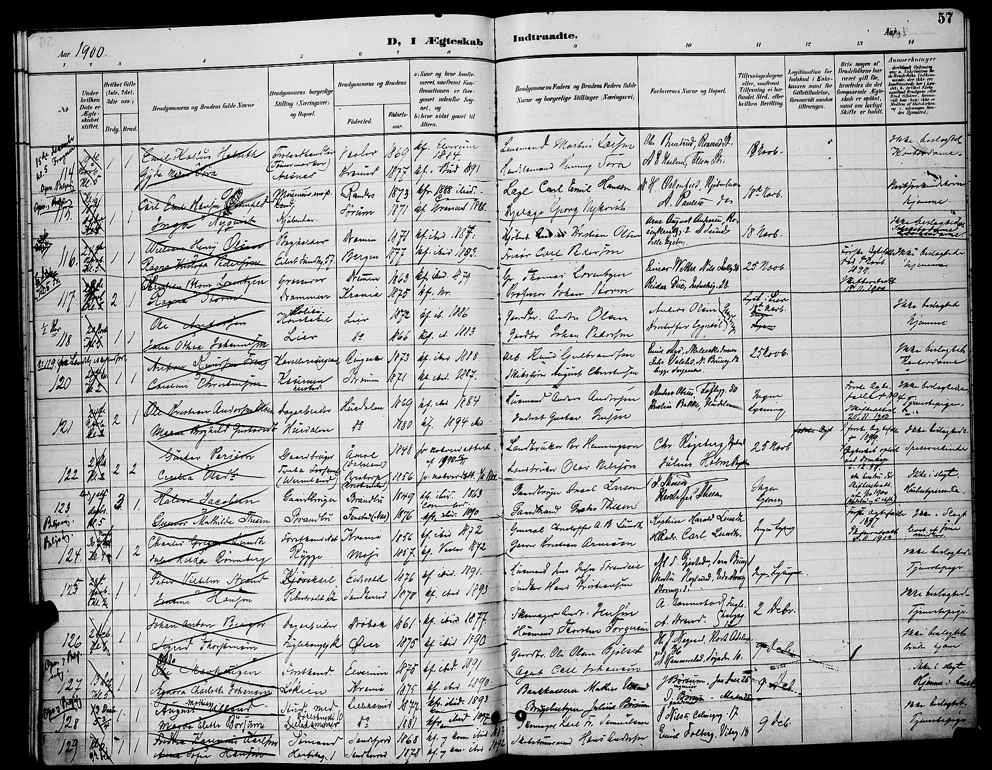 Uranienborg prestekontor Kirkebøker, AV/SAO-A-10877/H/Ha/L0003: Lysningsprotokoll nr. I 3, 1896-1901, s. 57
