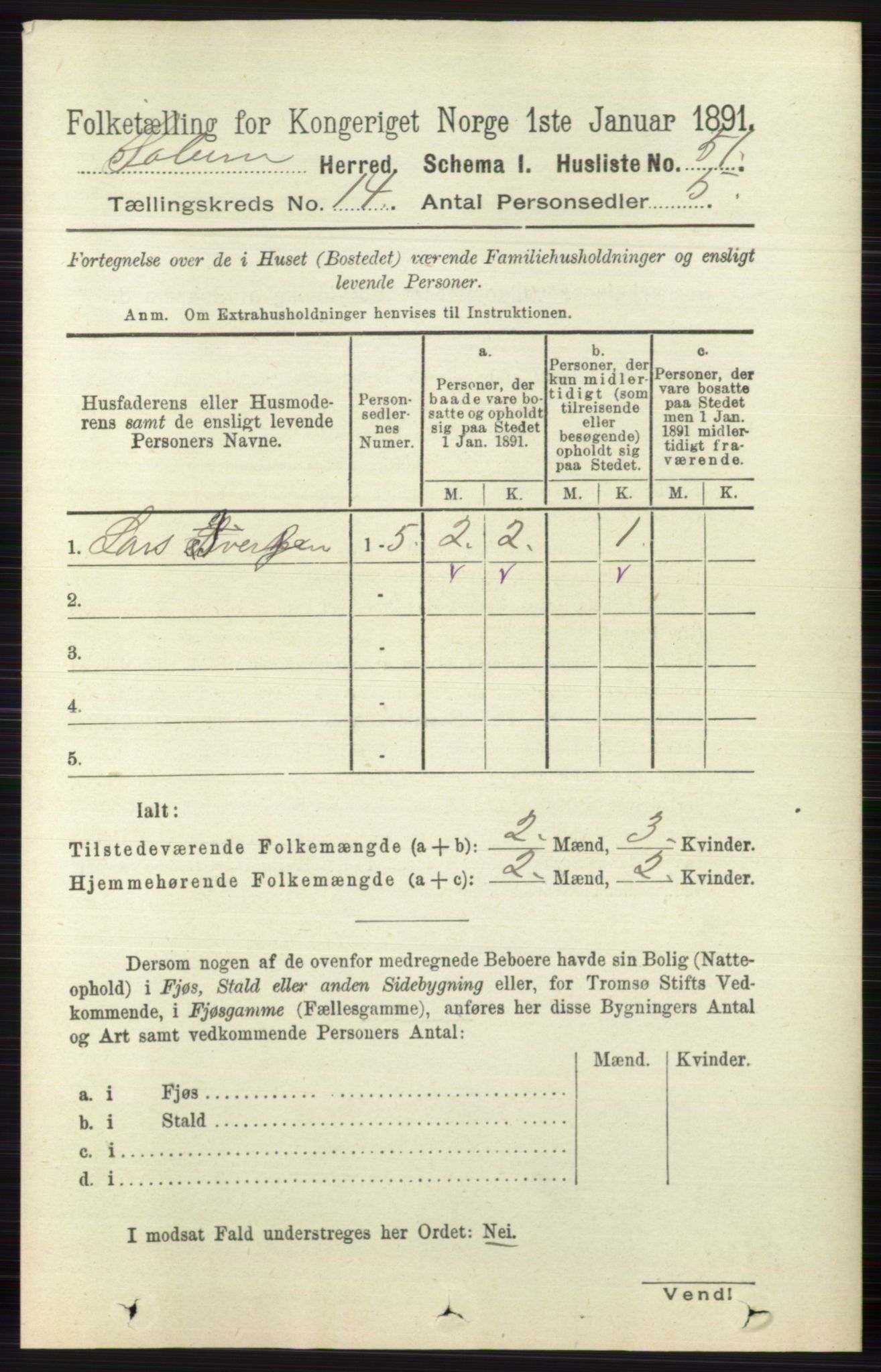 RA, Folketelling 1891 for 0818 Solum herred, 1891, s. 6346