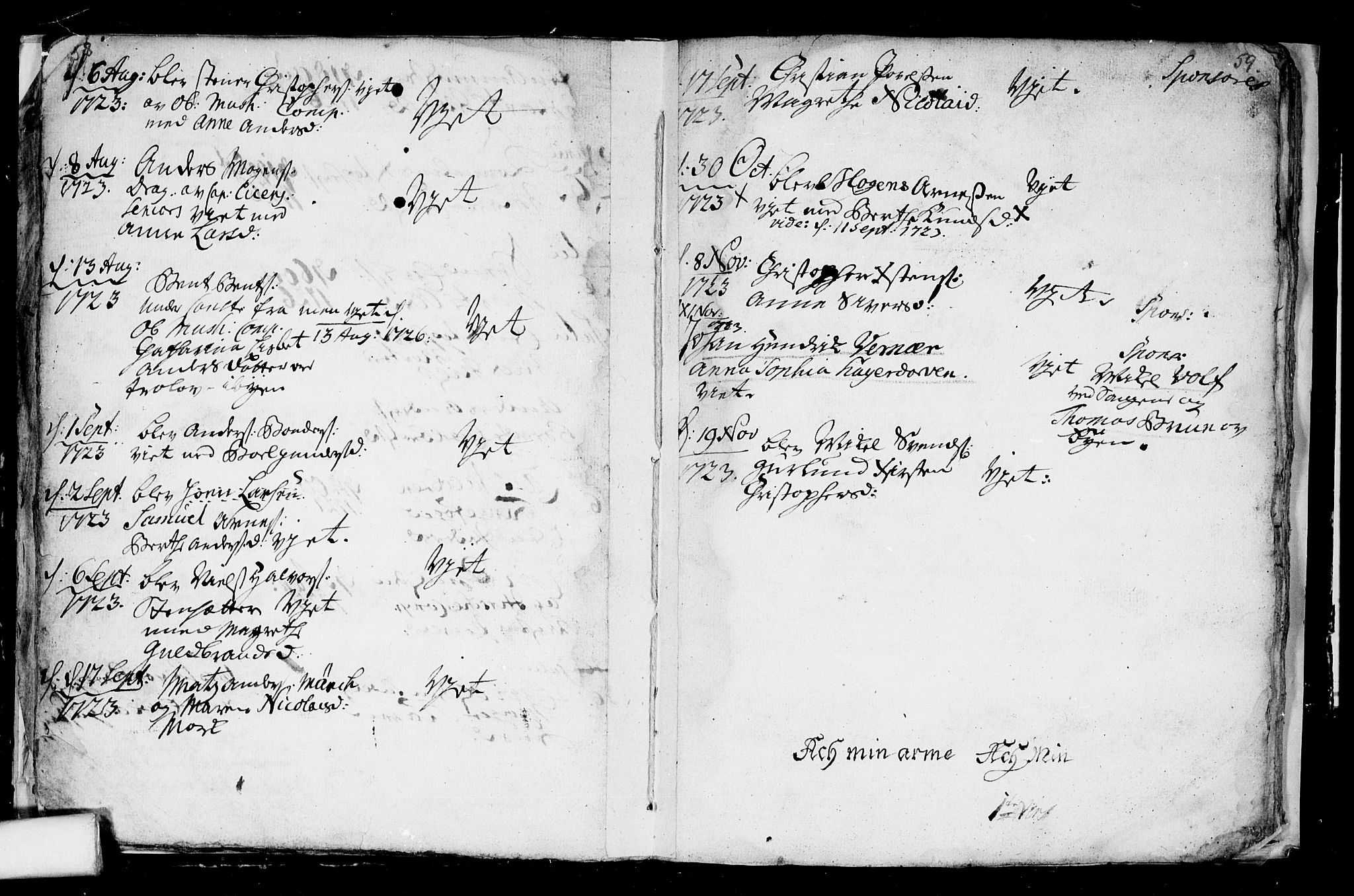 Aker prestekontor kirkebøker, AV/SAO-A-10861/F/L0003: Ministerialbok nr. 3, 1723-1731, s. 58-59