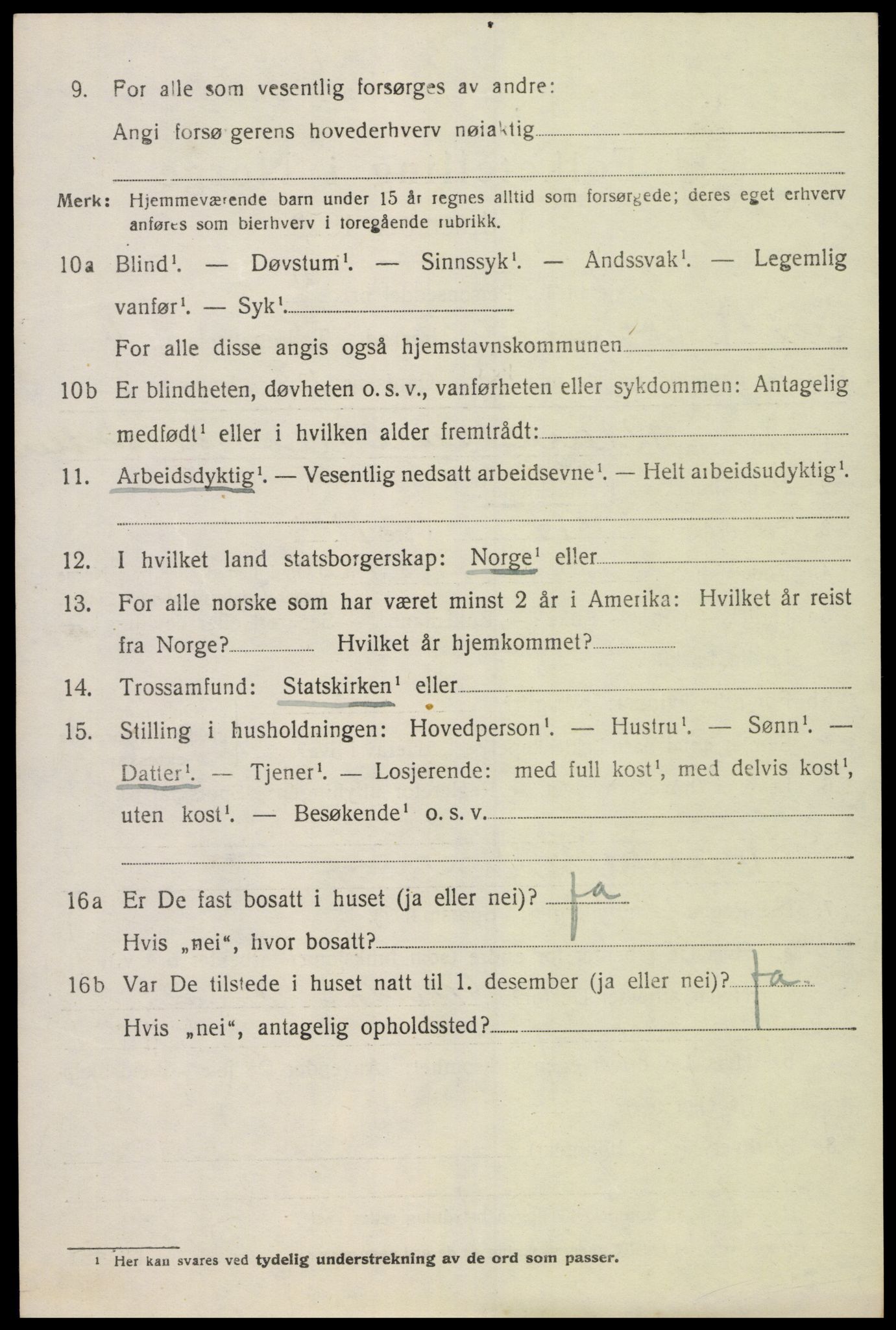 SAK, Folketelling 1920 for 1029 Sør-Audnedal herred, 1920, s. 6262