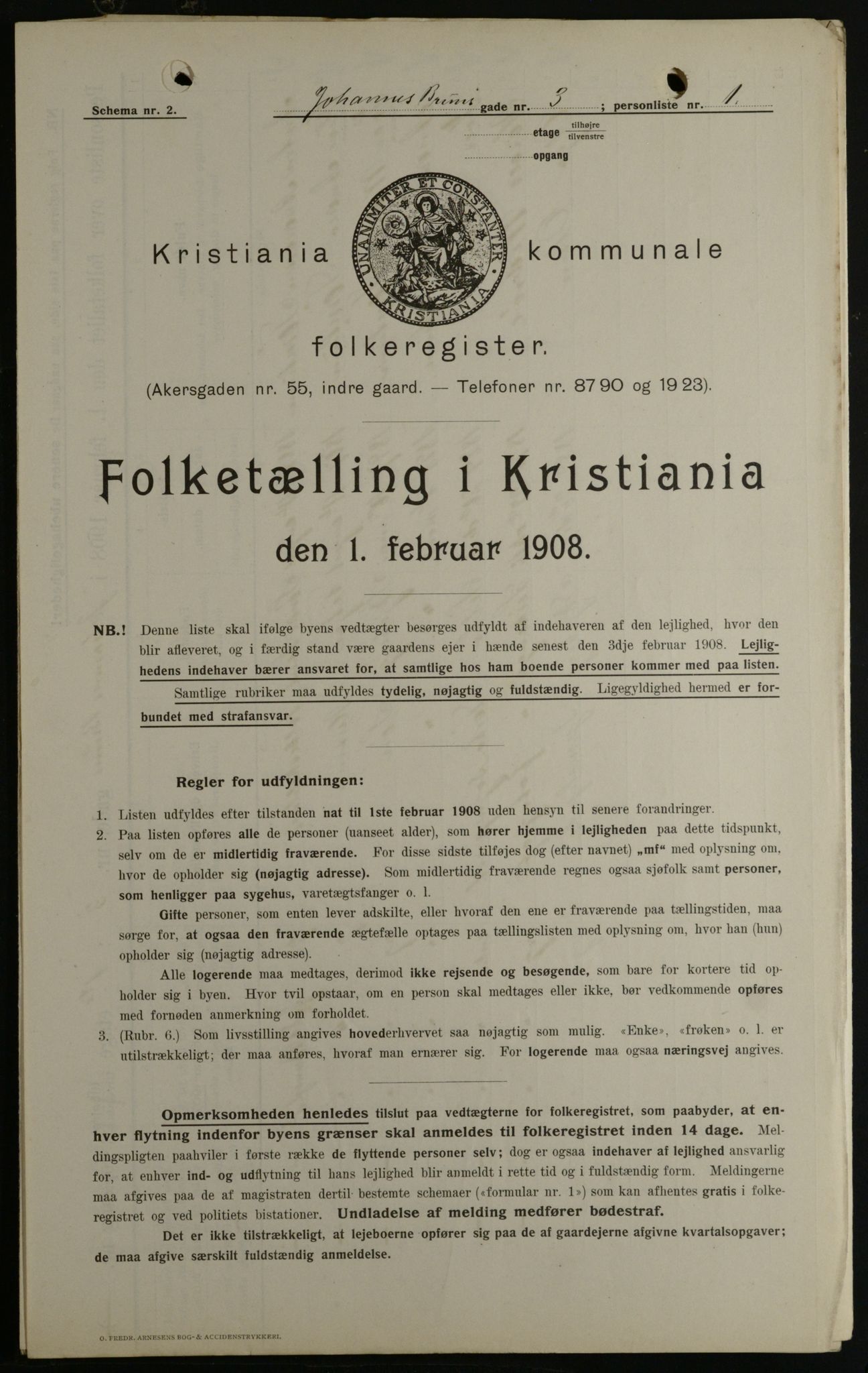 OBA, Kommunal folketelling 1.2.1908 for Kristiania kjøpstad, 1908, s. 42032