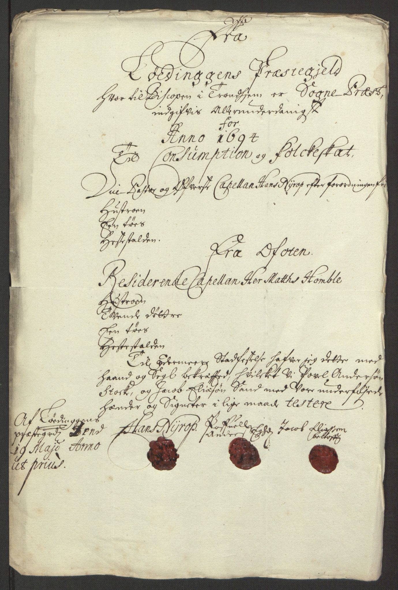 Rentekammeret inntil 1814, Reviderte regnskaper, Fogderegnskap, AV/RA-EA-4092/R66/L4578: Fogderegnskap Salten, 1694-1696, s. 63