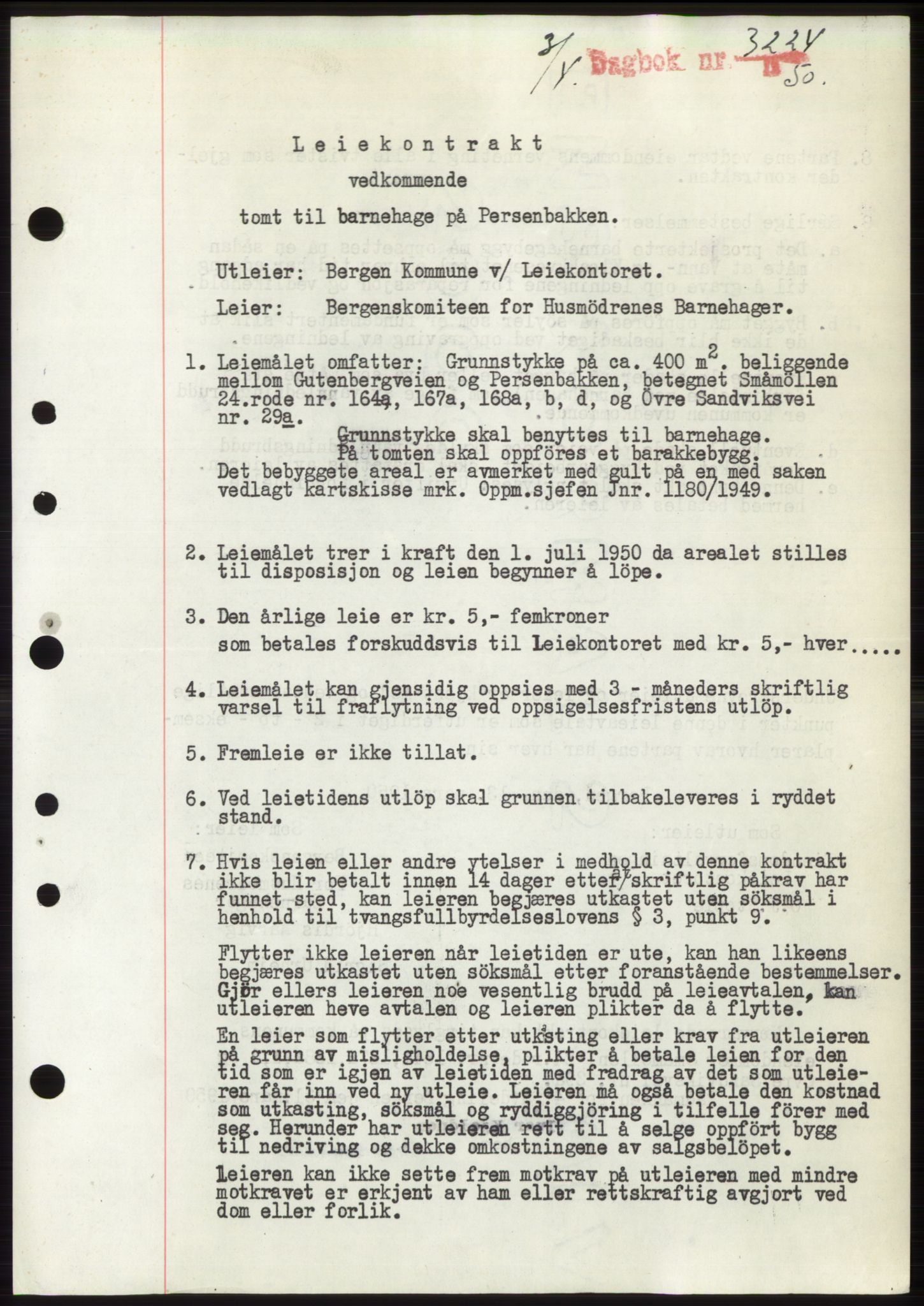 Byfogd og Byskriver i Bergen, AV/SAB-A-3401/03/03Bd/L0003: Pantebok nr. B29-39, 1947-1950, Dagboknr: 3224/1950