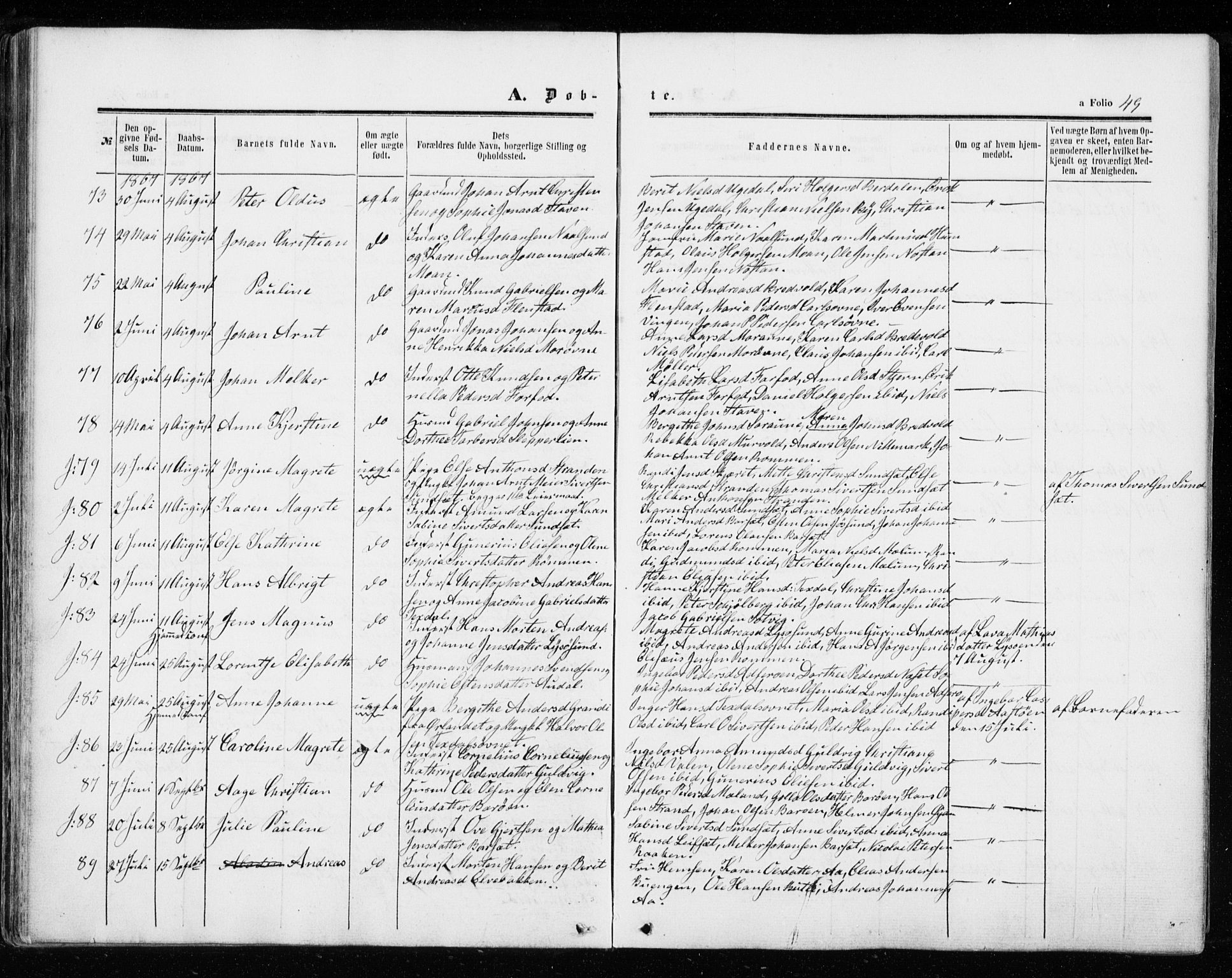 Ministerialprotokoller, klokkerbøker og fødselsregistre - Sør-Trøndelag, SAT/A-1456/655/L0678: Ministerialbok nr. 655A07, 1861-1873, s. 49