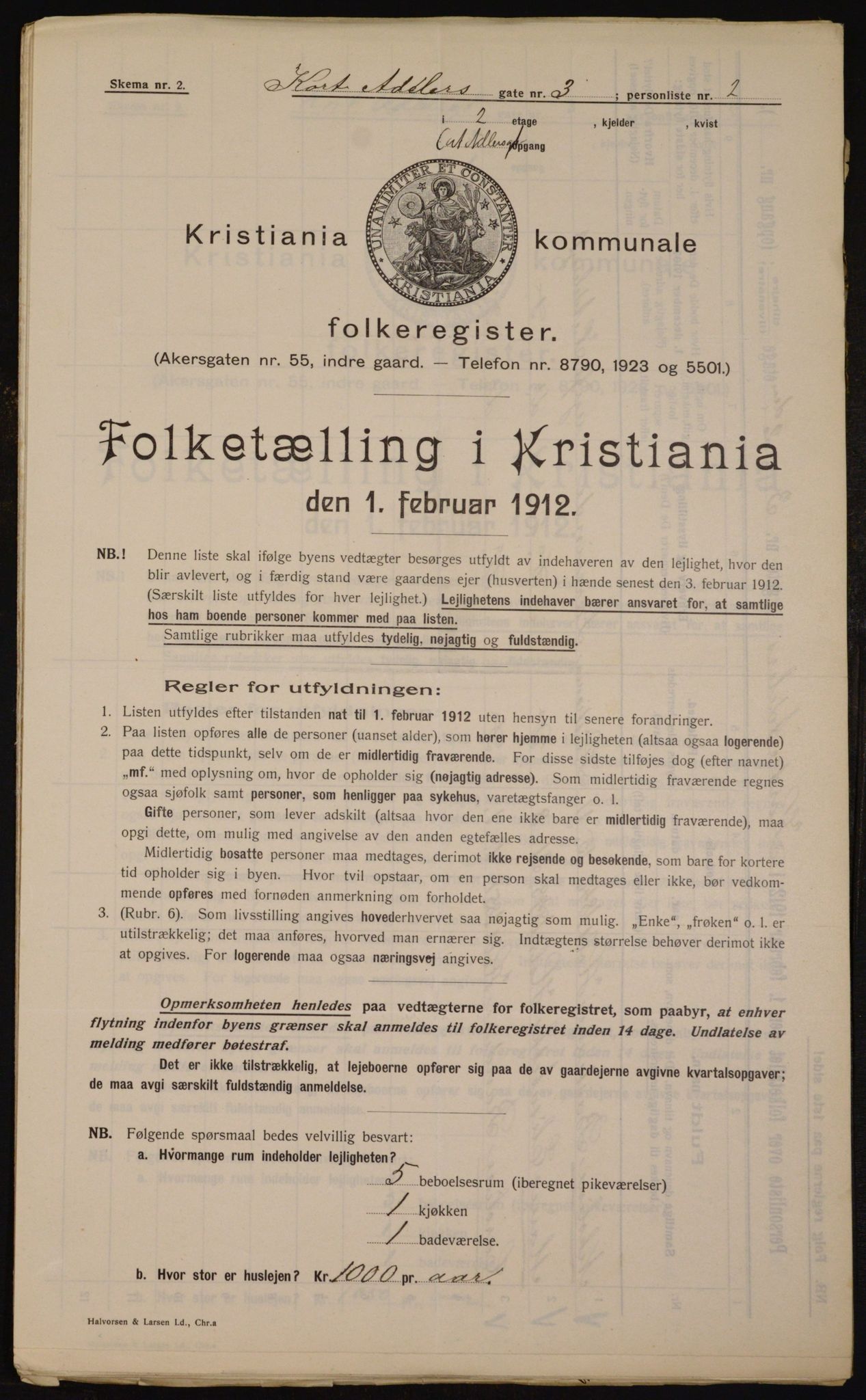 OBA, Kommunal folketelling 1.2.1912 for Kristiania, 1912, s. 13520