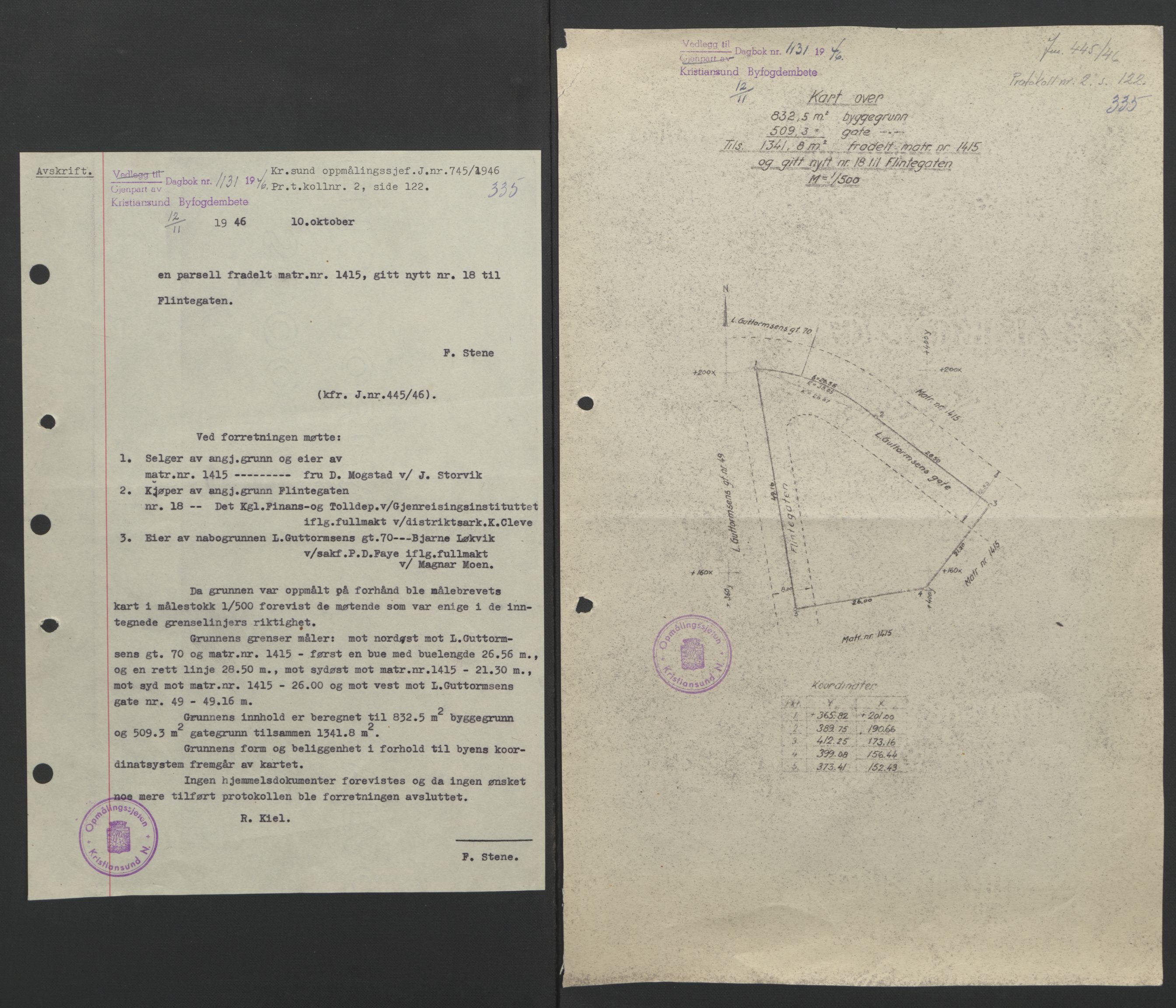 Kristiansund byfogd, AV/SAT-A-4587/A/27: Pantebok nr. 37, 1942-1945, Dagboknr: 1131/1946