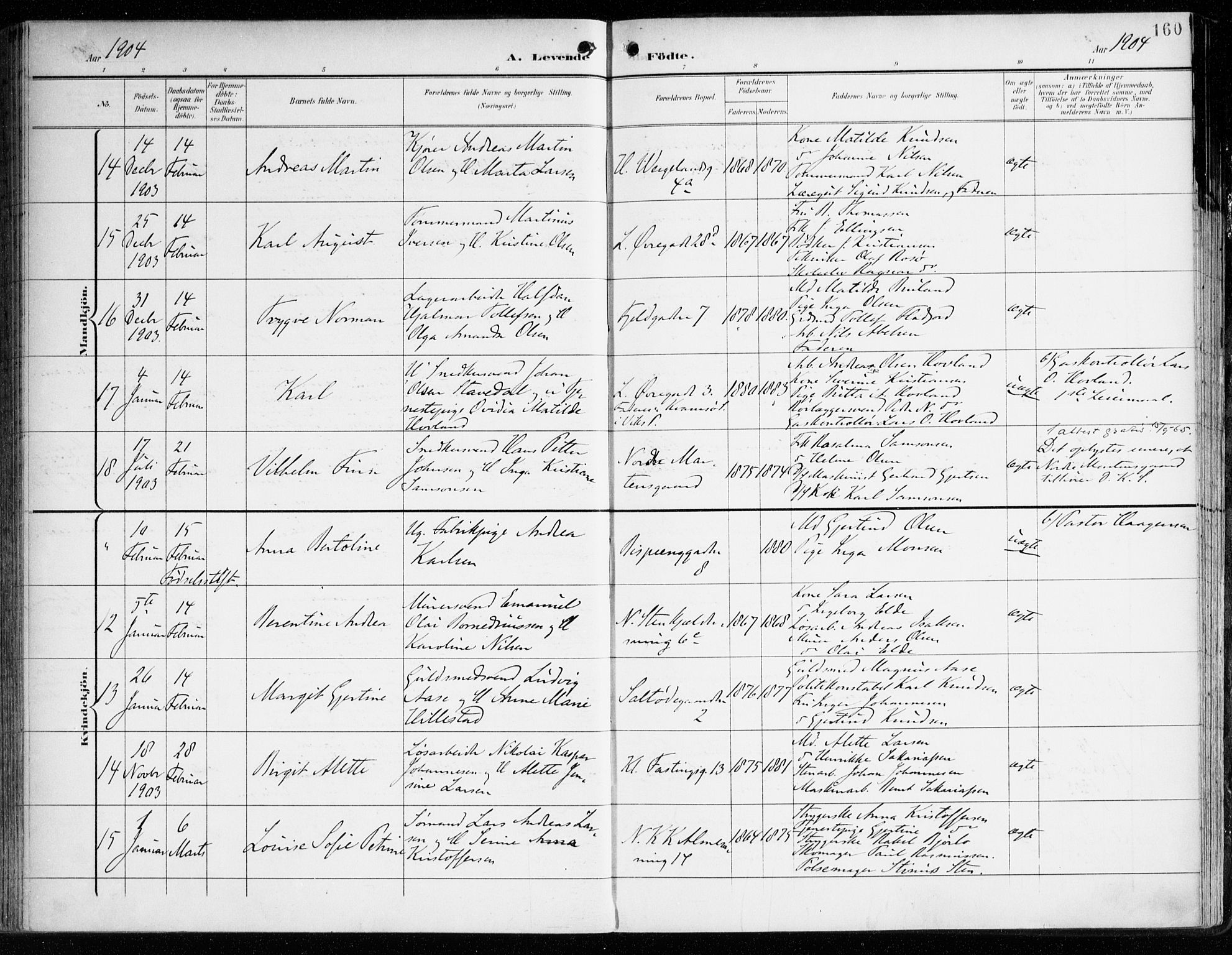 Korskirken sokneprestembete, AV/SAB-A-76101/H/Haa/L0023: Ministerialbok nr. B 9, 1899-1908, s. 160
