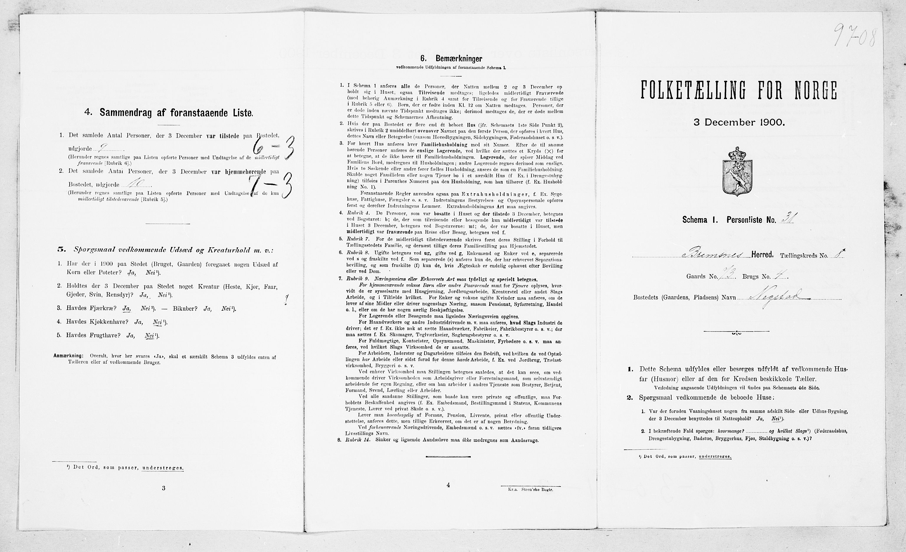 SAT, Folketelling 1900 for 1554 Bremsnes herred, 1900, s. 897