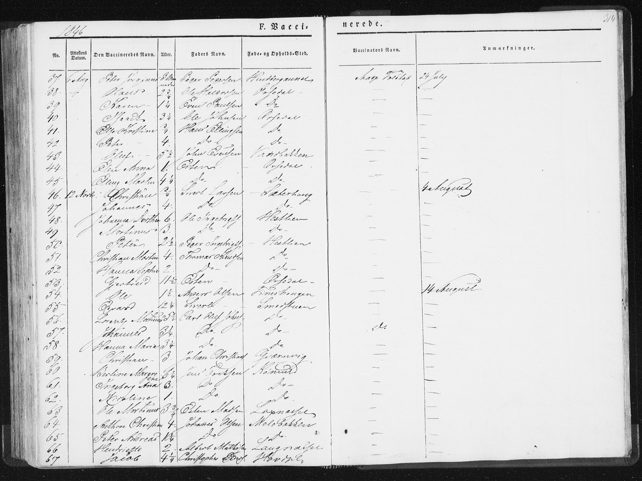 Ministerialprotokoller, klokkerbøker og fødselsregistre - Nord-Trøndelag, SAT/A-1458/744/L0418: Ministerialbok nr. 744A02, 1843-1866, s. 314