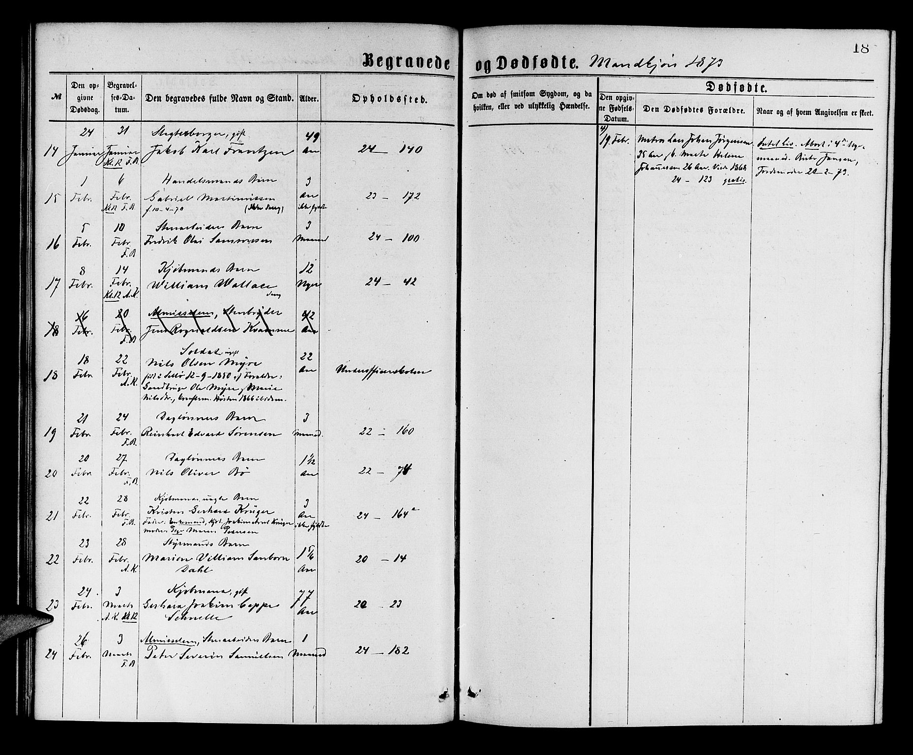 Korskirken sokneprestembete, AV/SAB-A-76101/H/Hab: Klokkerbok nr. E 3, 1871-1883, s. 18