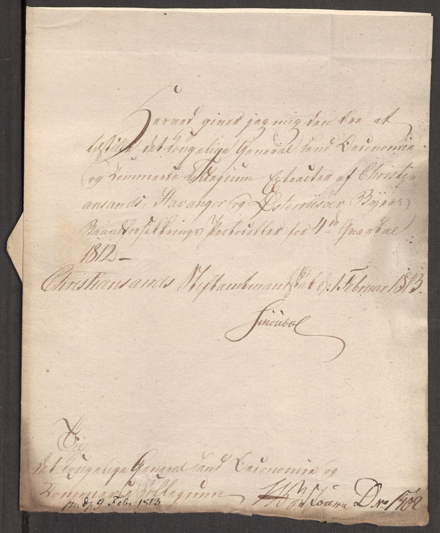 Kommersekollegiet, Brannforsikringskontoret 1767-1814, AV/RA-EA-5458/F/Fa/L0019/0003: Kristiansand / Dokumenter, 1797-1813