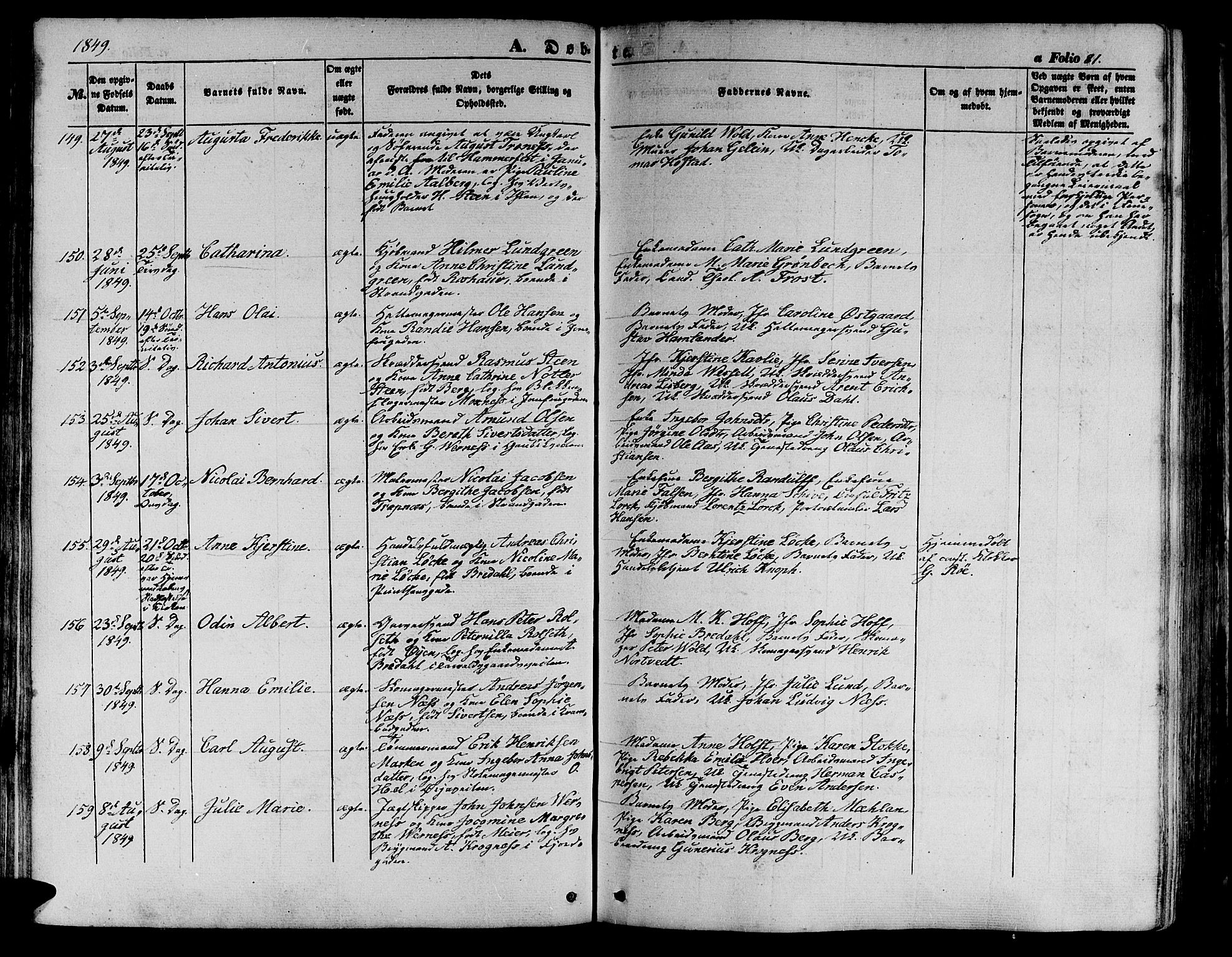Ministerialprotokoller, klokkerbøker og fødselsregistre - Sør-Trøndelag, SAT/A-1456/602/L0137: Klokkerbok nr. 602C05, 1846-1856, s. 81