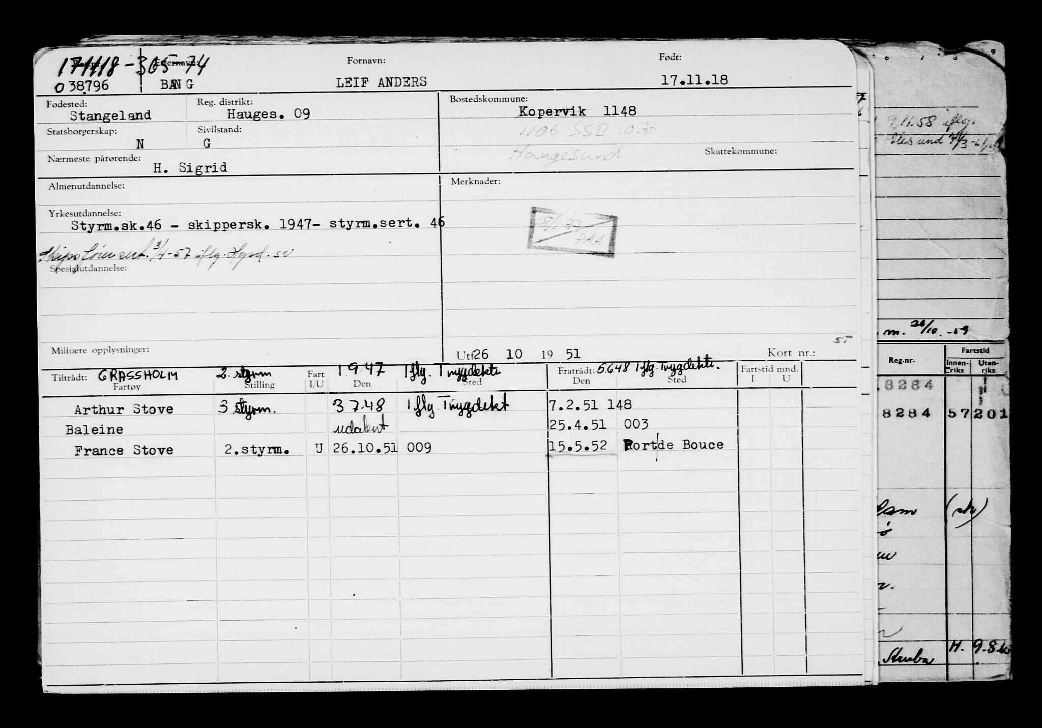 Direktoratet for sjømenn, AV/RA-S-3545/G/Gb/L0164: Hovedkort, 1918, s. 142