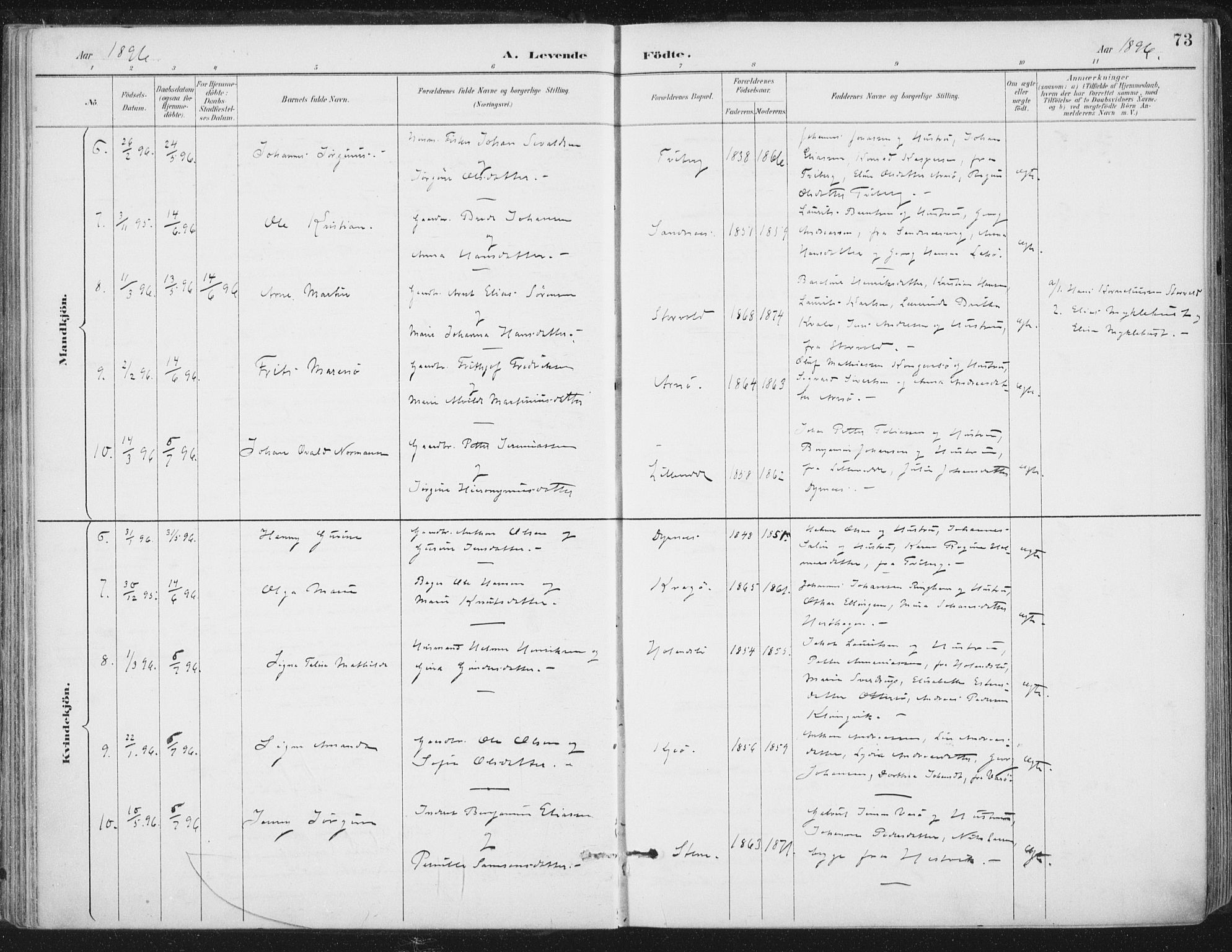 Ministerialprotokoller, klokkerbøker og fødselsregistre - Nord-Trøndelag, SAT/A-1458/784/L0673: Ministerialbok nr. 784A08, 1888-1899, s. 73