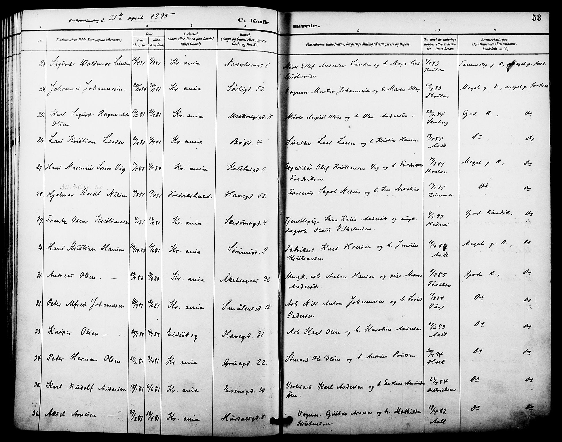 Kampen prestekontor Kirkebøker, SAO/A-10853/F/Fa/L0008: Ministerialbok nr. I 8, 1892-1902, s. 53