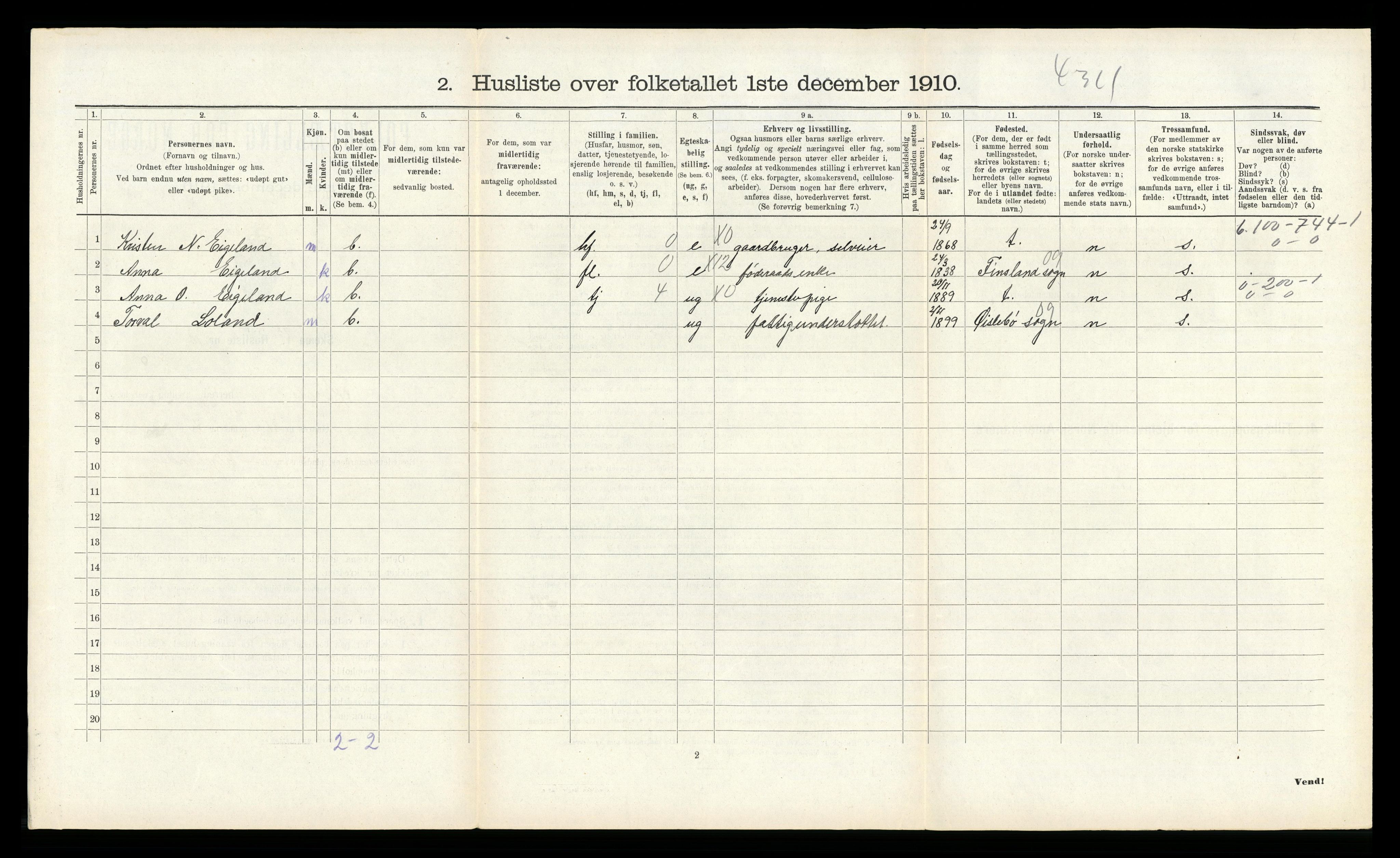 RA, Folketelling 1910 for 1016 Øvrebø herred, 1910, s. 214