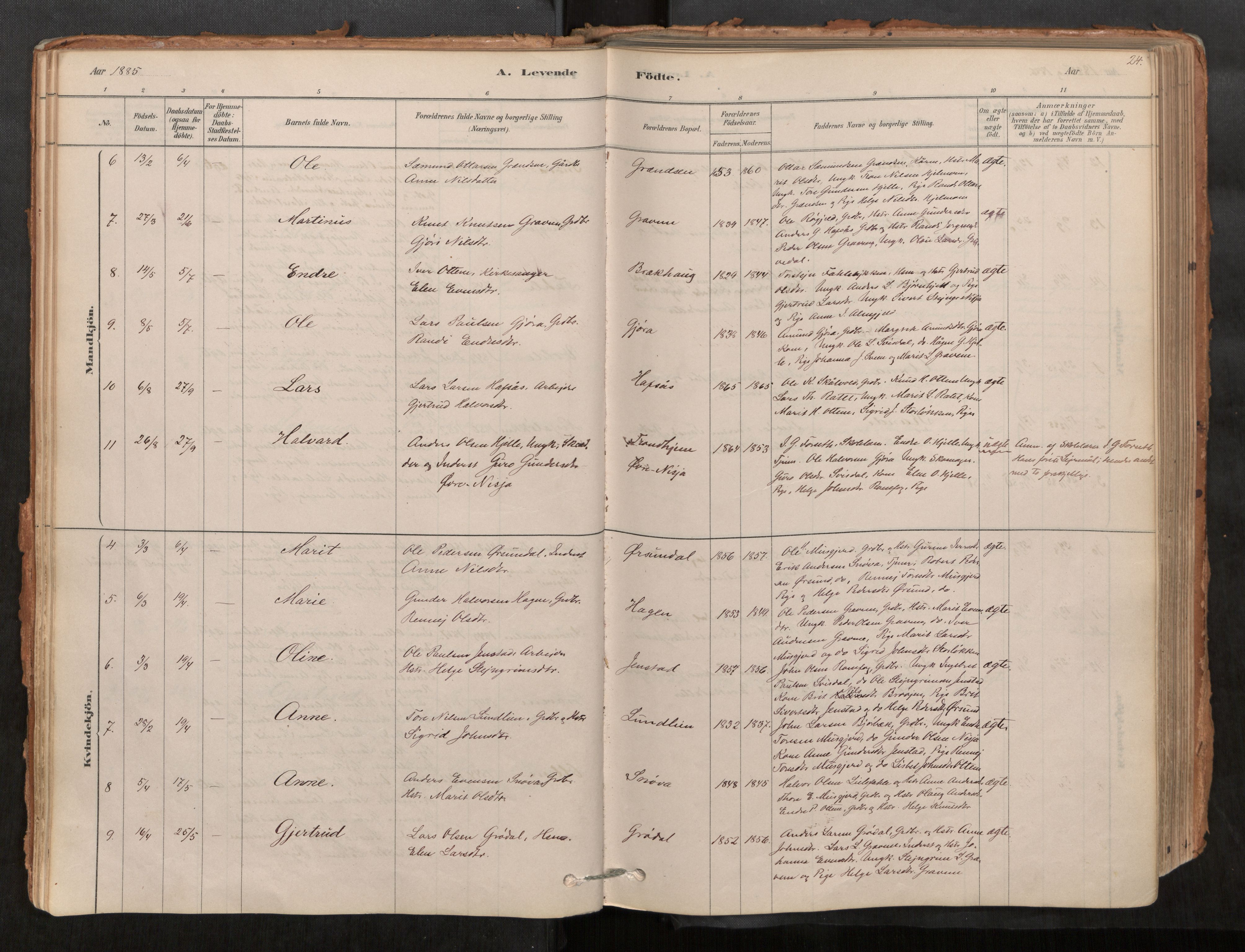 Sunndal sokneprestkontor, AV/SAT-A-1085/1/I/I1/I1a/L0001: Ministerialbok nr. 1, 1877-1914, s. 24