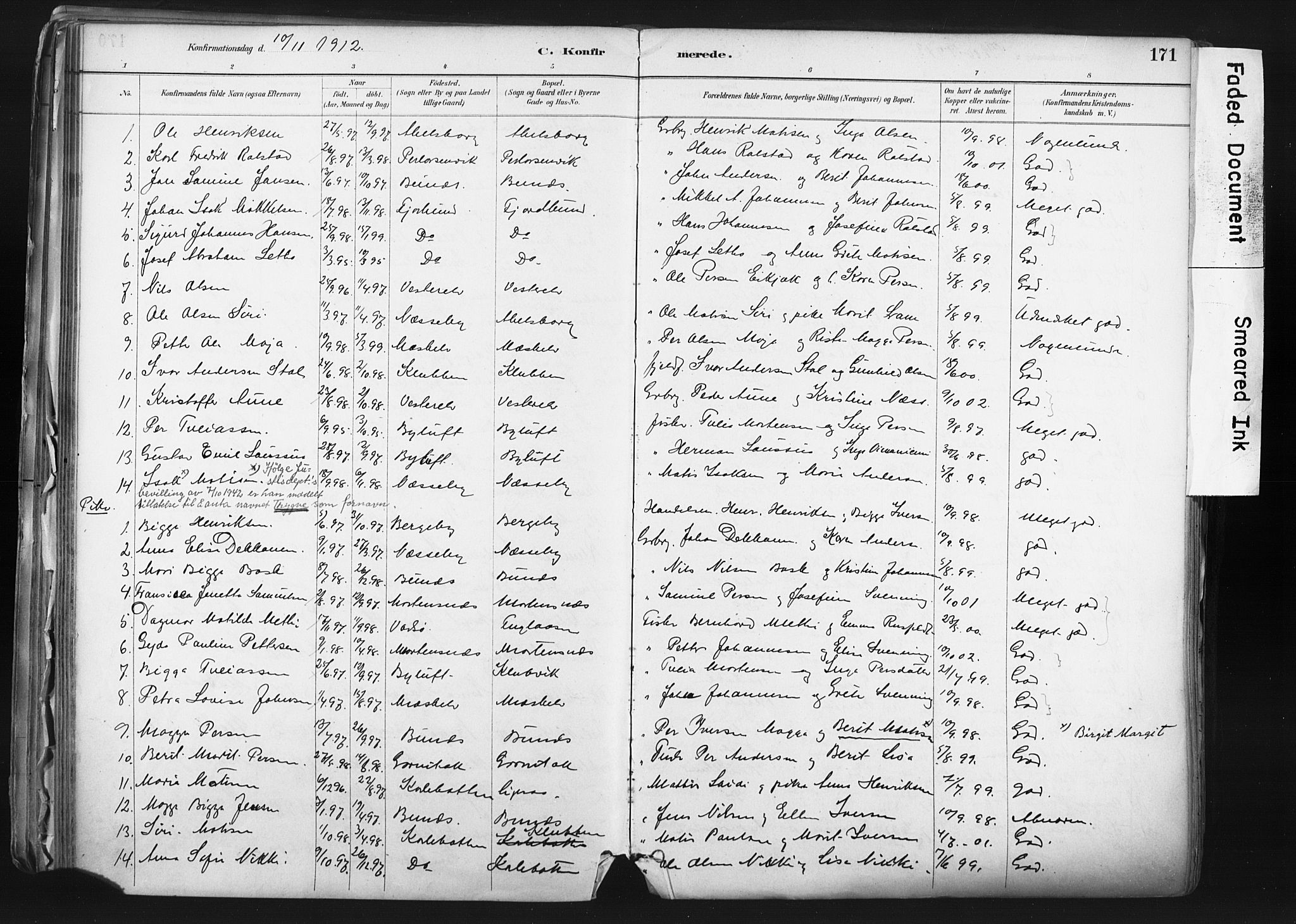 Nesseby sokneprestkontor, AV/SATØ-S-1330/H/Ha/L0006kirke: Ministerialbok nr. 6, 1885-1985, s. 171