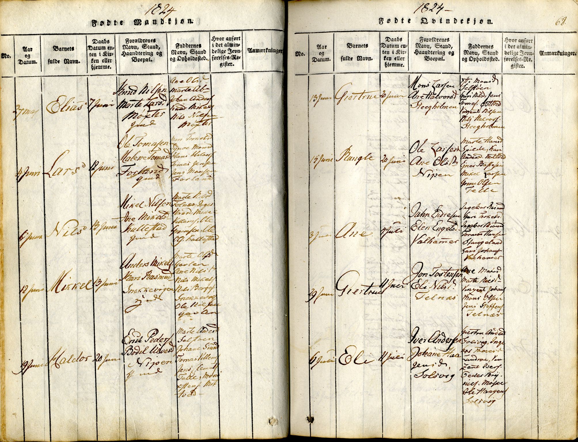 Sund sokneprestembete, AV/SAB-A-99930: Ministerialbok nr. A 11, 1814-1825, s. 68