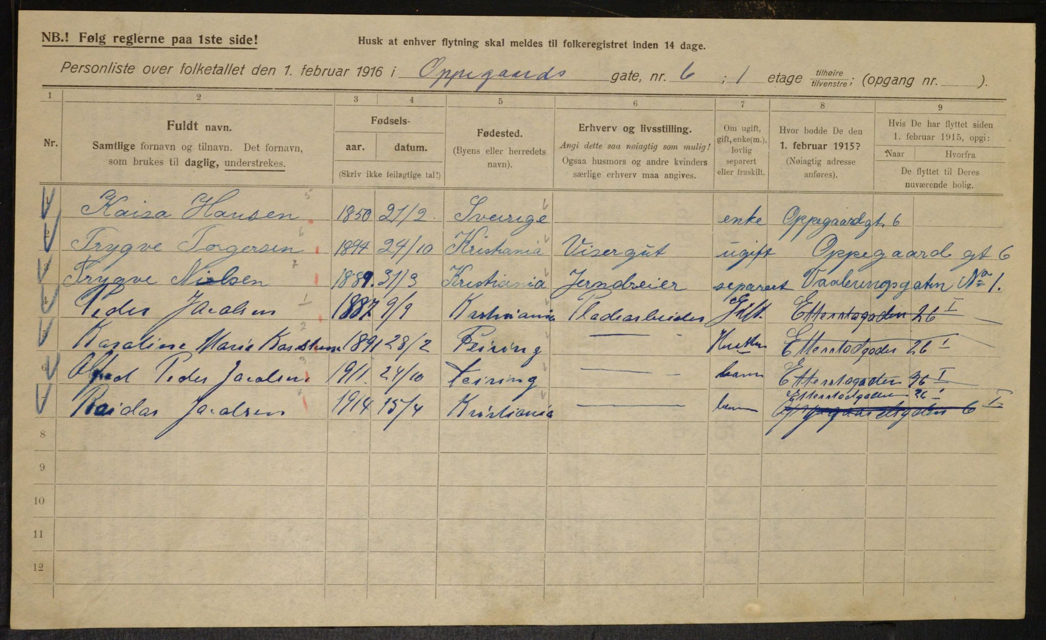 OBA, Kommunal folketelling 1.2.1916 for Kristiania, 1916, s. 77640