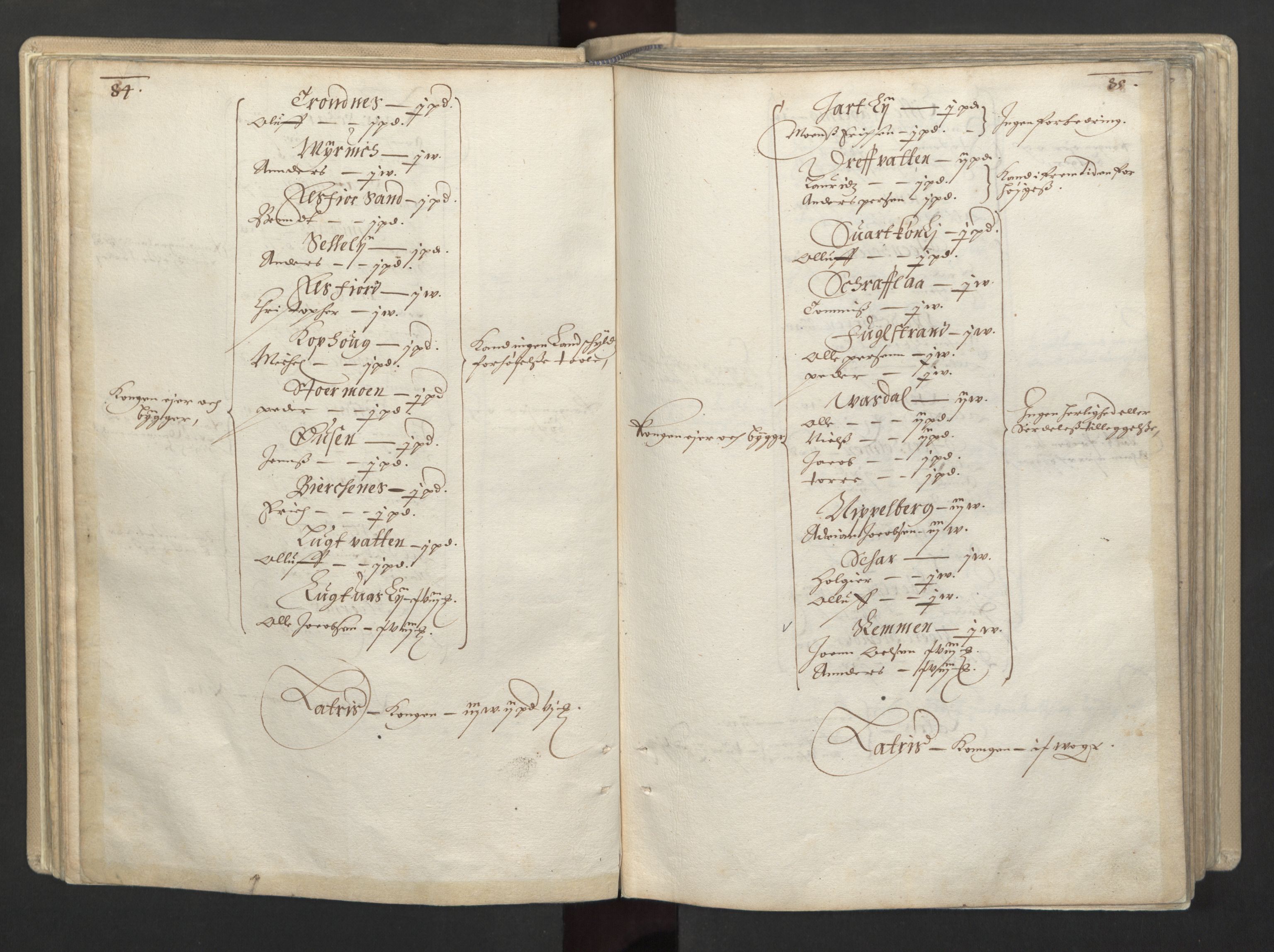 Rentekammeret inntil 1814, Realistisk ordnet avdeling, AV/RA-EA-4070/L/L0030/0001: Nordland lagdømme: / Alminnelig jordebok for Helgeland, Salten, Lofoten, Vesterålen, Andenes og Senja., 1661, s. 84-85