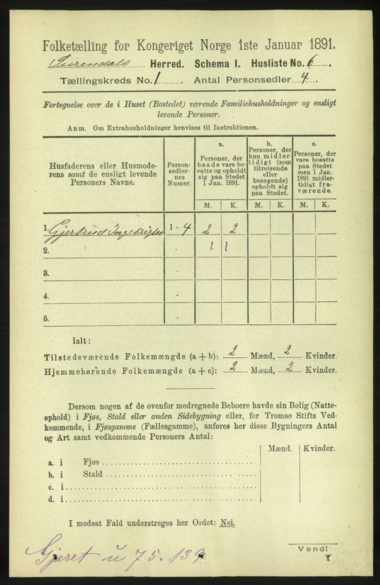 RA, Folketelling 1891 for 1566 Surnadal herred, 1891, s. 43