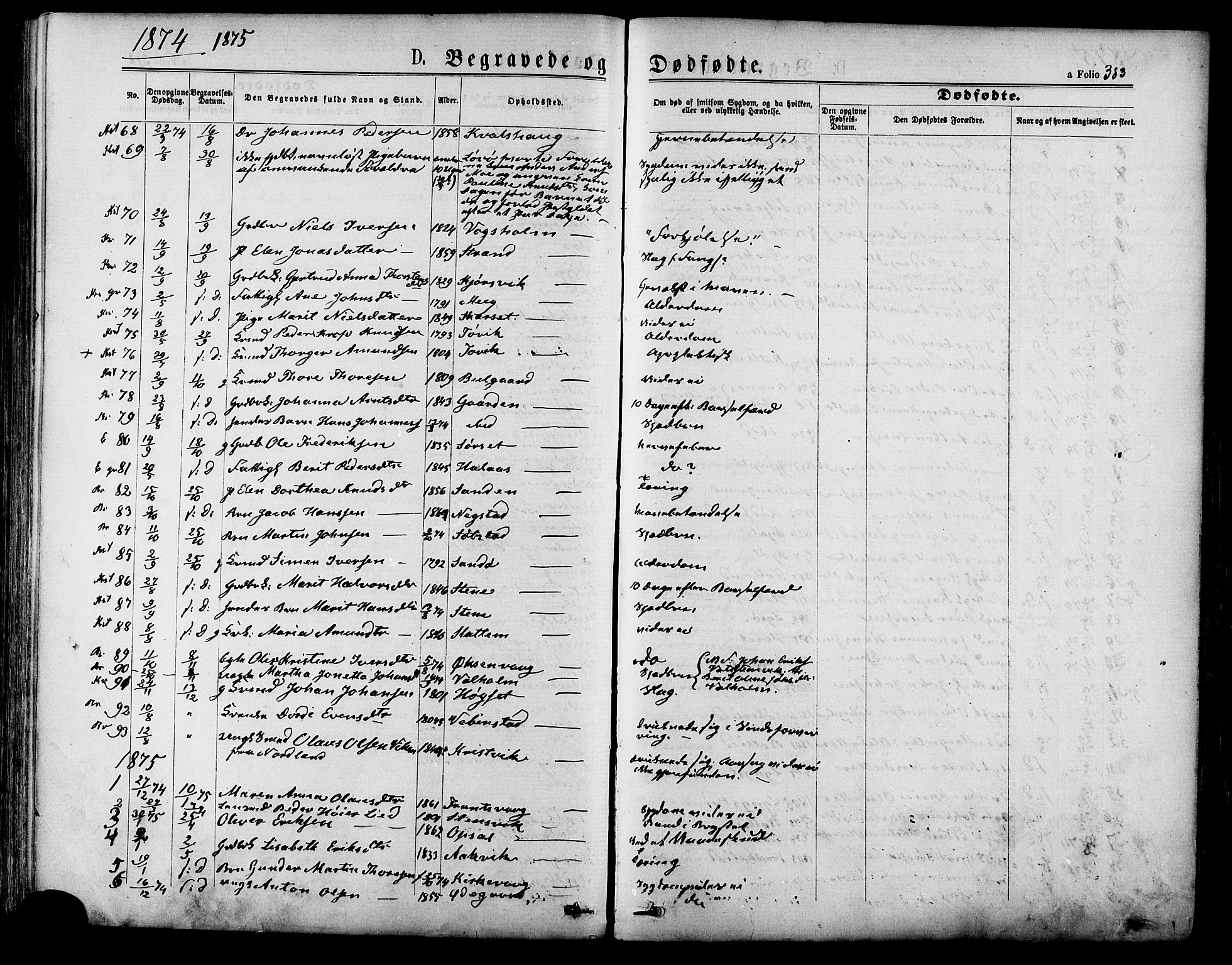 Ministerialprotokoller, klokkerbøker og fødselsregistre - Møre og Romsdal, SAT/A-1454/568/L0805: Ministerialbok nr. 568A12 /1, 1869-1884, s. 383