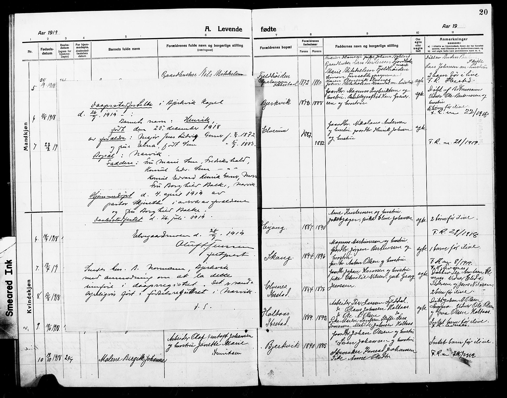 Ministerialprotokoller, klokkerbøker og fødselsregistre - Nordland, SAT/A-1459/868/L0969: Klokkerbok nr. 868C01, 1914-1925