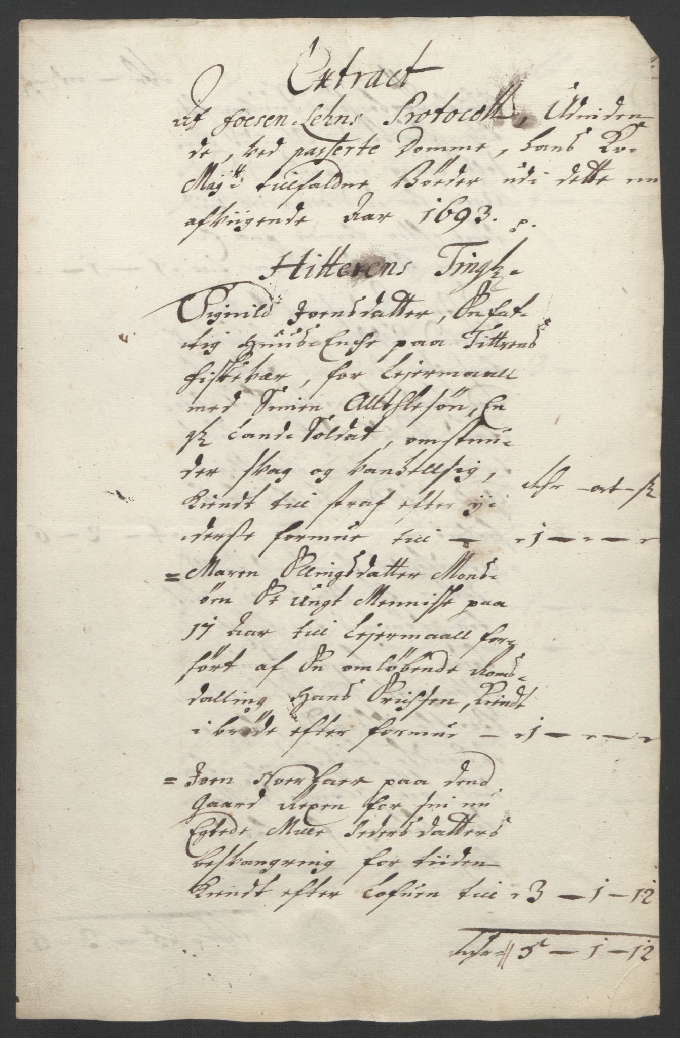 Rentekammeret inntil 1814, Reviderte regnskaper, Fogderegnskap, AV/RA-EA-4092/R57/L3849: Fogderegnskap Fosen, 1692-1693, s. 557