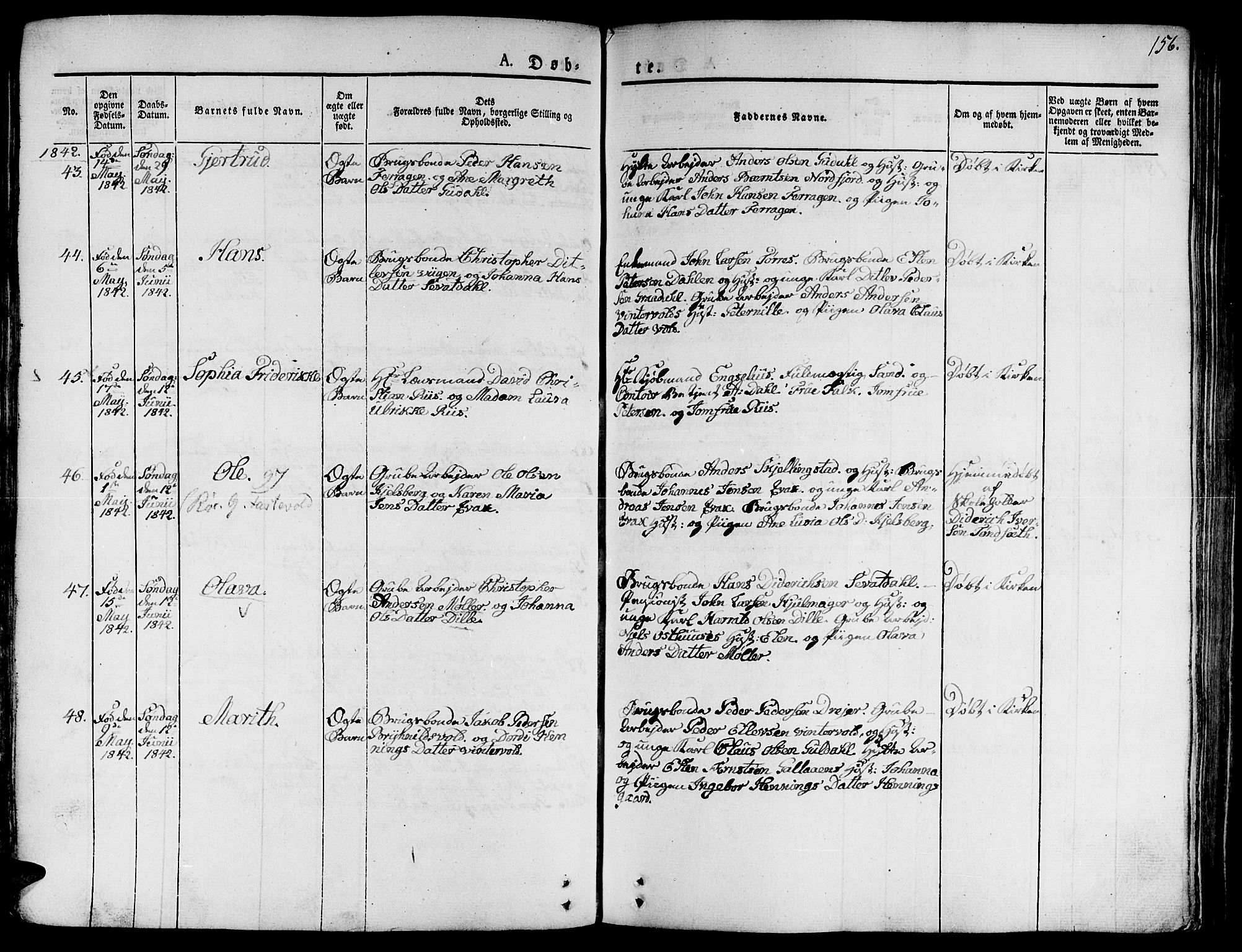 Ministerialprotokoller, klokkerbøker og fødselsregistre - Sør-Trøndelag, SAT/A-1456/681/L0930: Ministerialbok nr. 681A08, 1829-1844, s. 156