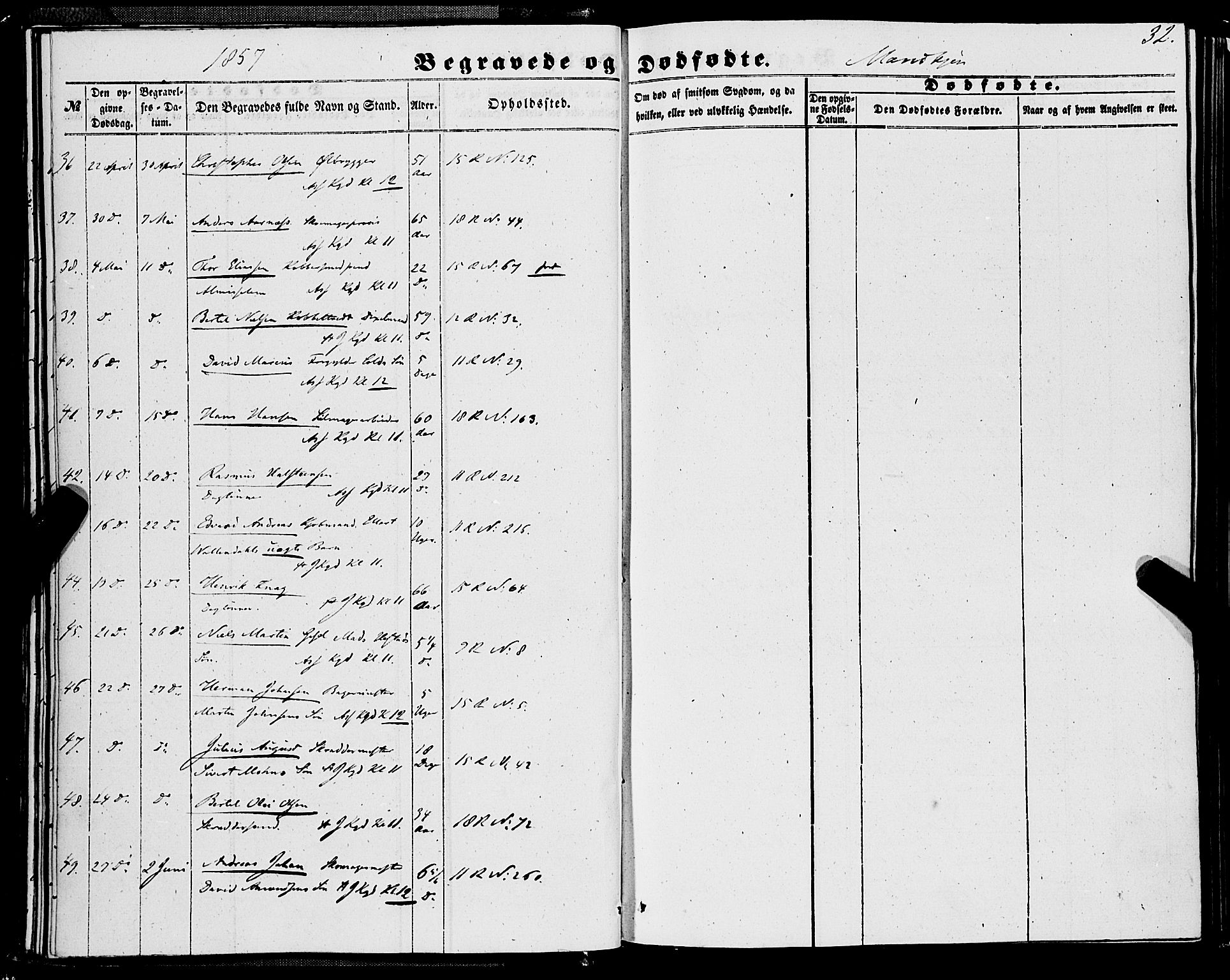 Domkirken sokneprestembete, AV/SAB-A-74801/H/Haa/L0041: Ministerialbok nr. E 2, 1853-1863, s. 32