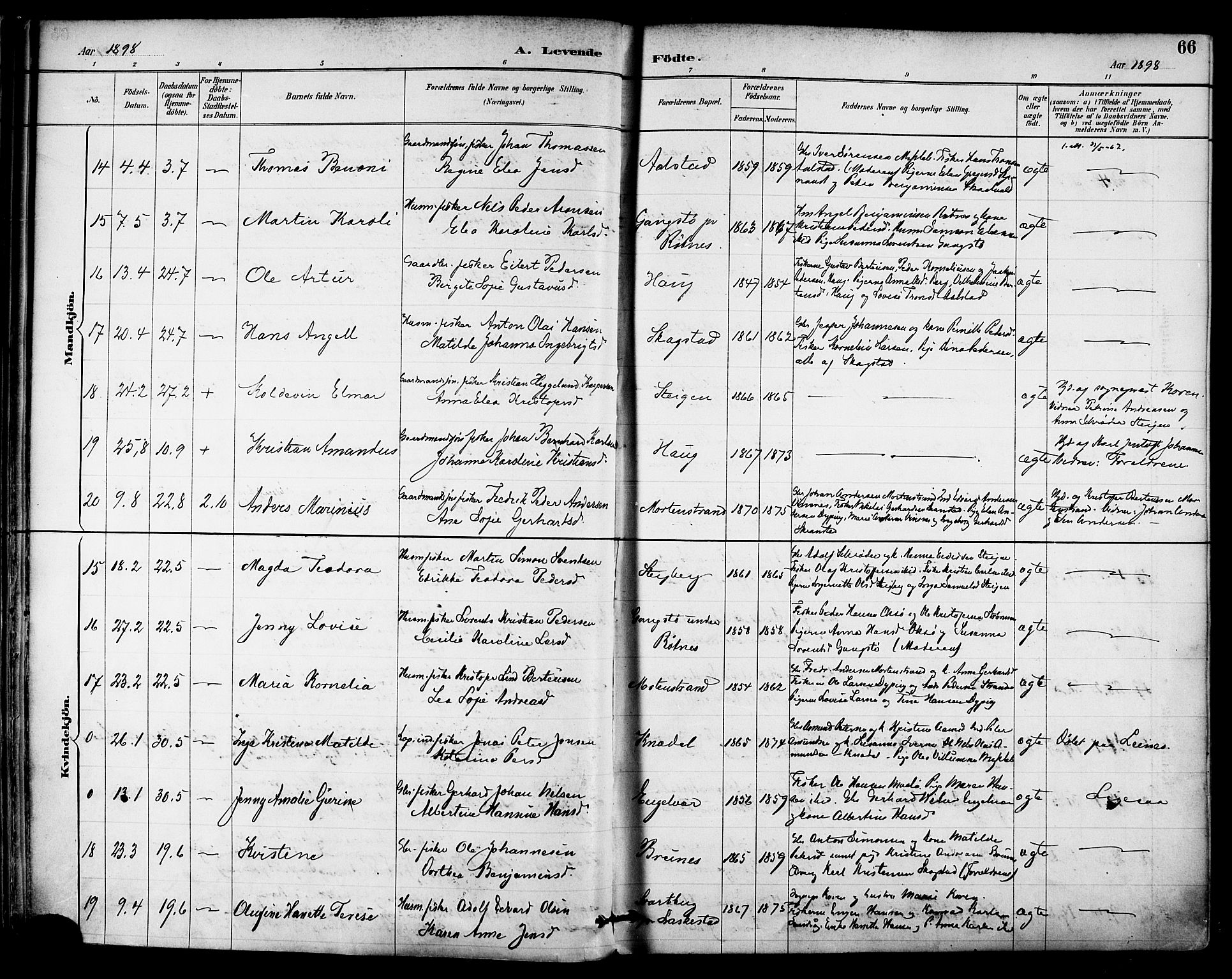 Ministerialprotokoller, klokkerbøker og fødselsregistre - Nordland, AV/SAT-A-1459/855/L0803: Ministerialbok nr. 855A11, 1887-1905, s. 66