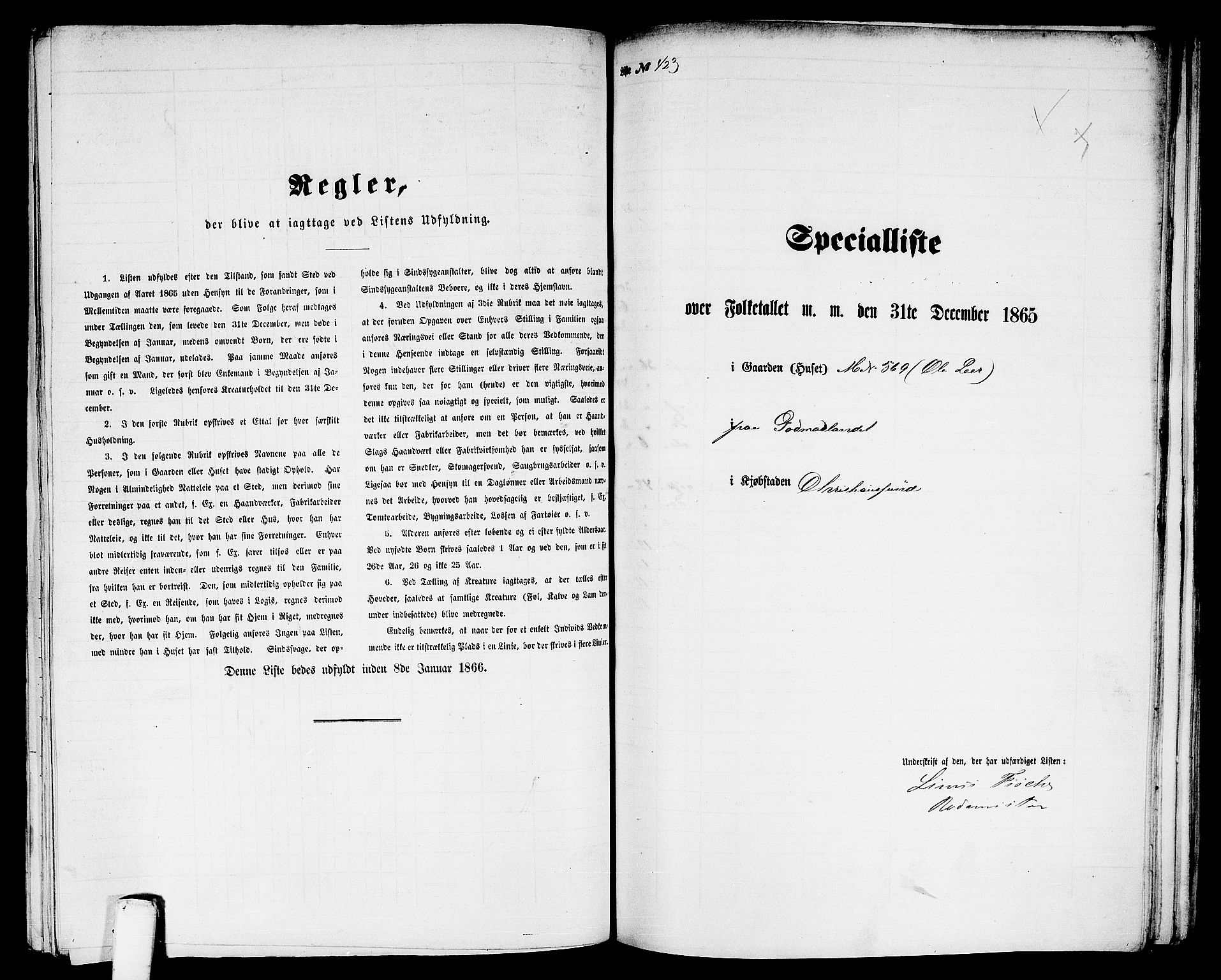 RA, Folketelling 1865 for 1503B Kristiansund prestegjeld, Kristiansund kjøpstad, 1865, s. 861