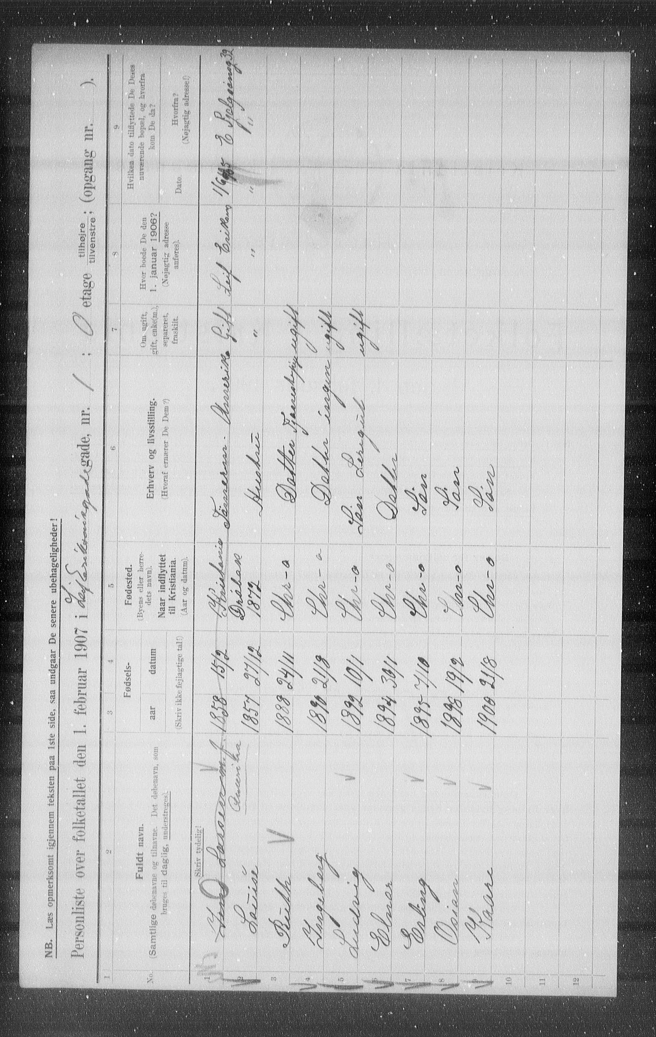 OBA, Kommunal folketelling 1.2.1907 for Kristiania kjøpstad, 1907, s. 29329