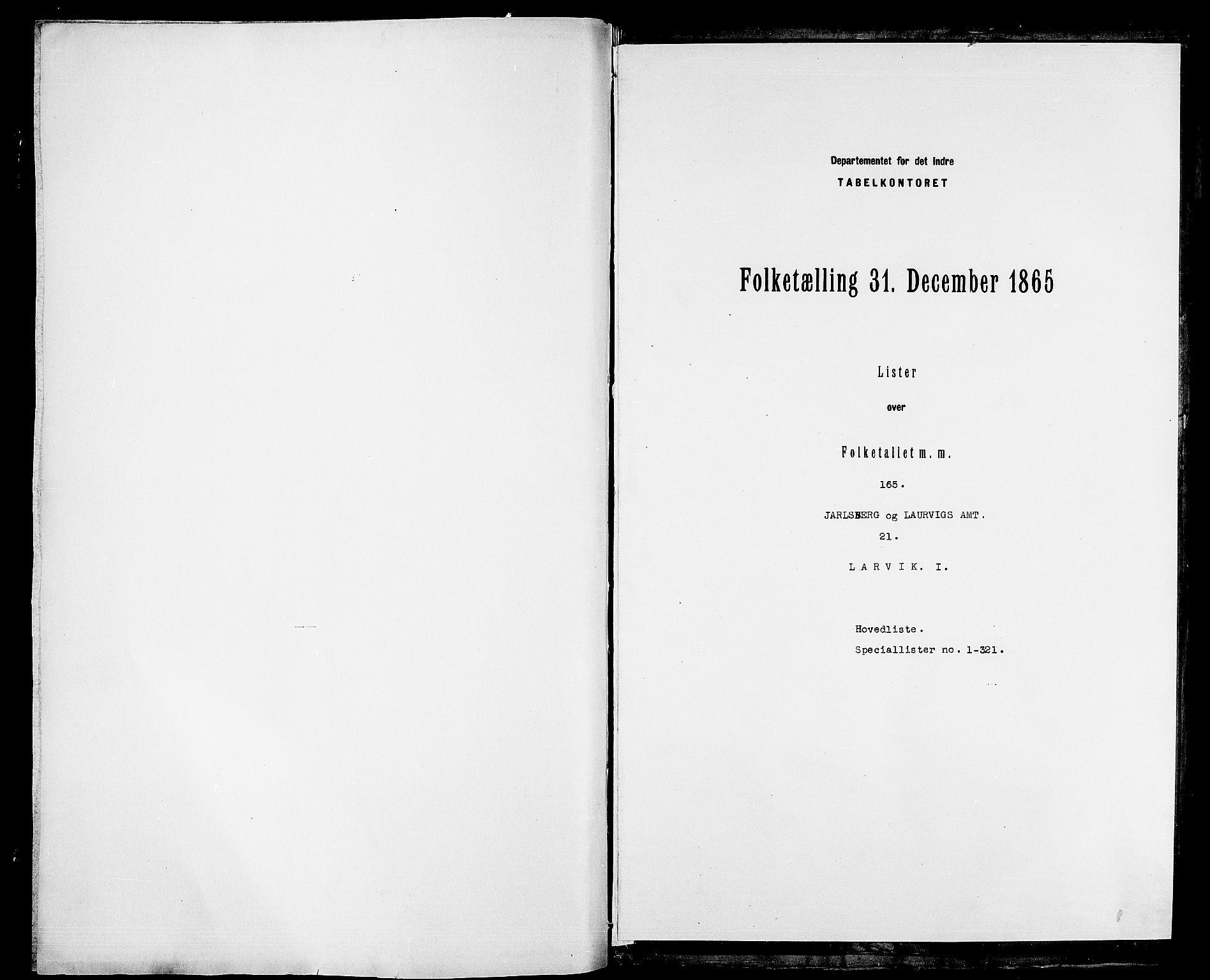 RA, Folketelling 1865 for 0707P Larvik prestegjeld, 1865, s. 2