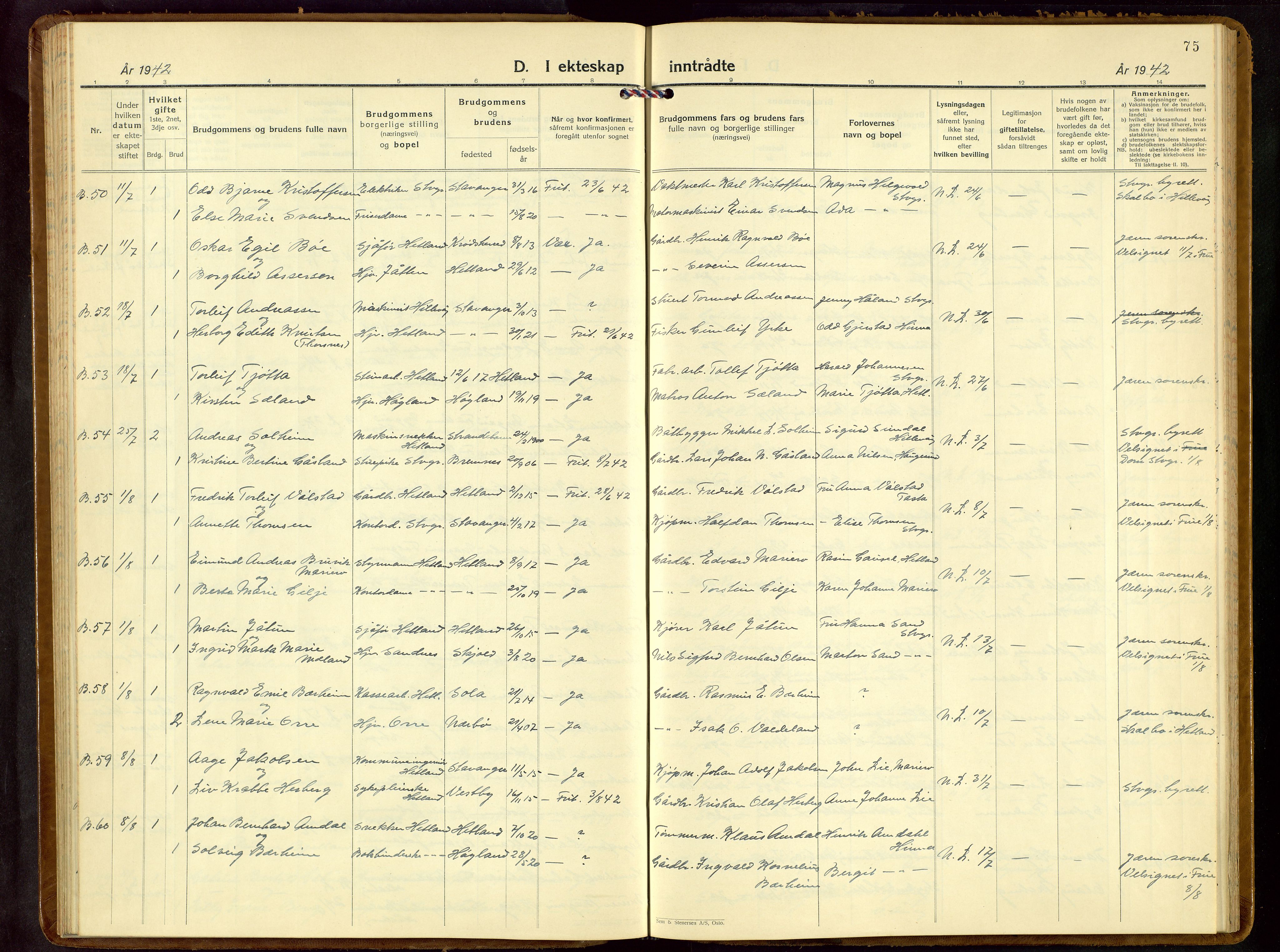 Hetland sokneprestkontor, AV/SAST-A-101826/30/30BB/L0013: Klokkerbok nr. B 13, 1931-1952, s. 75