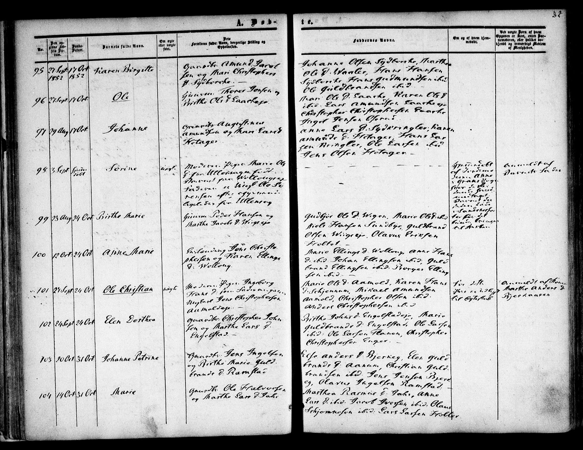 Nannestad prestekontor Kirkebøker, AV/SAO-A-10414a/F/Fa/L0011: Ministerialbok nr. I 11, 1850-1859, s. 32