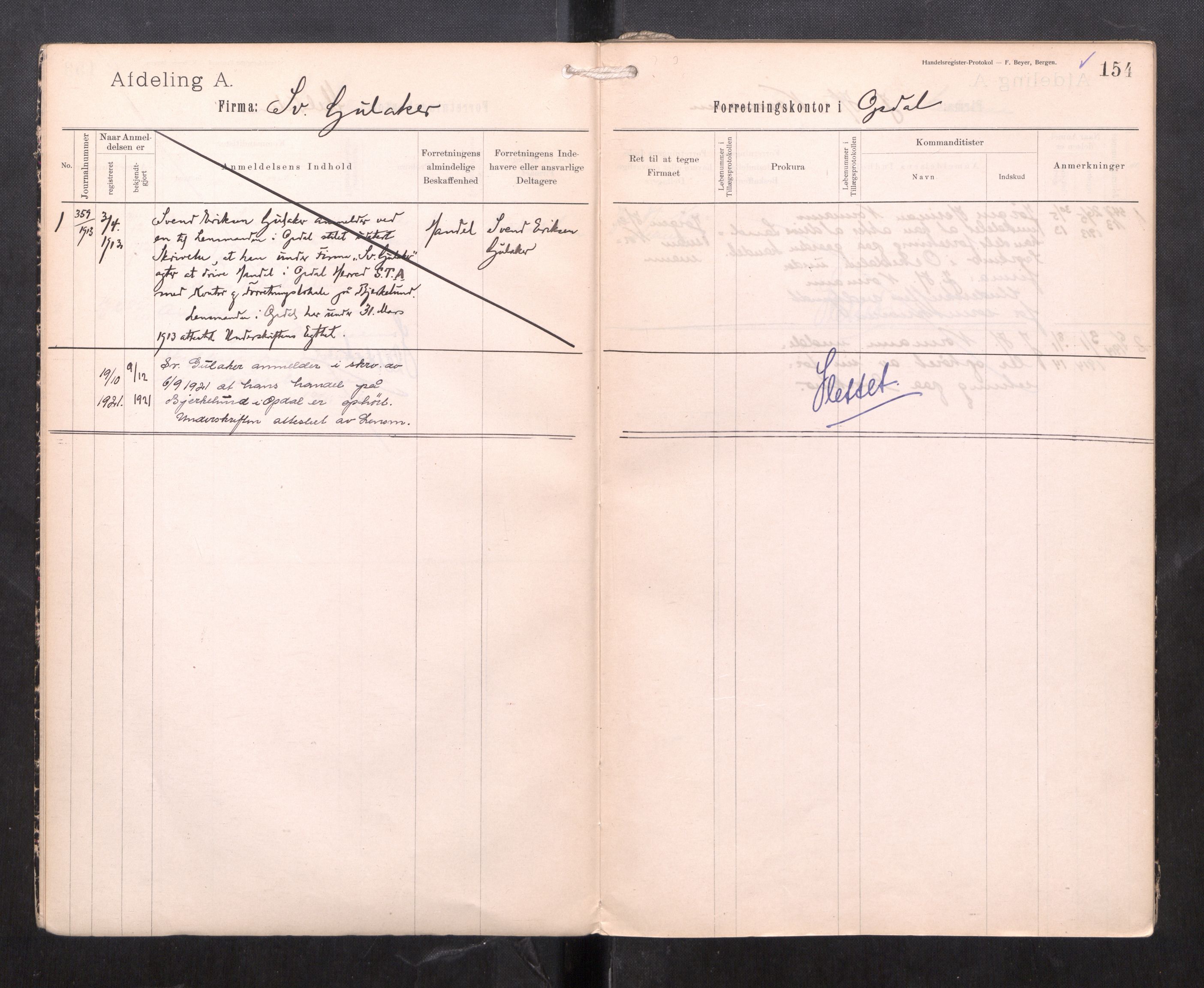 Orkdal sorenskriveri, AV/SAT-A-4169/2/J/Ja/Jaa/L0004: Firmaregister A, 1913-1925, s. 5