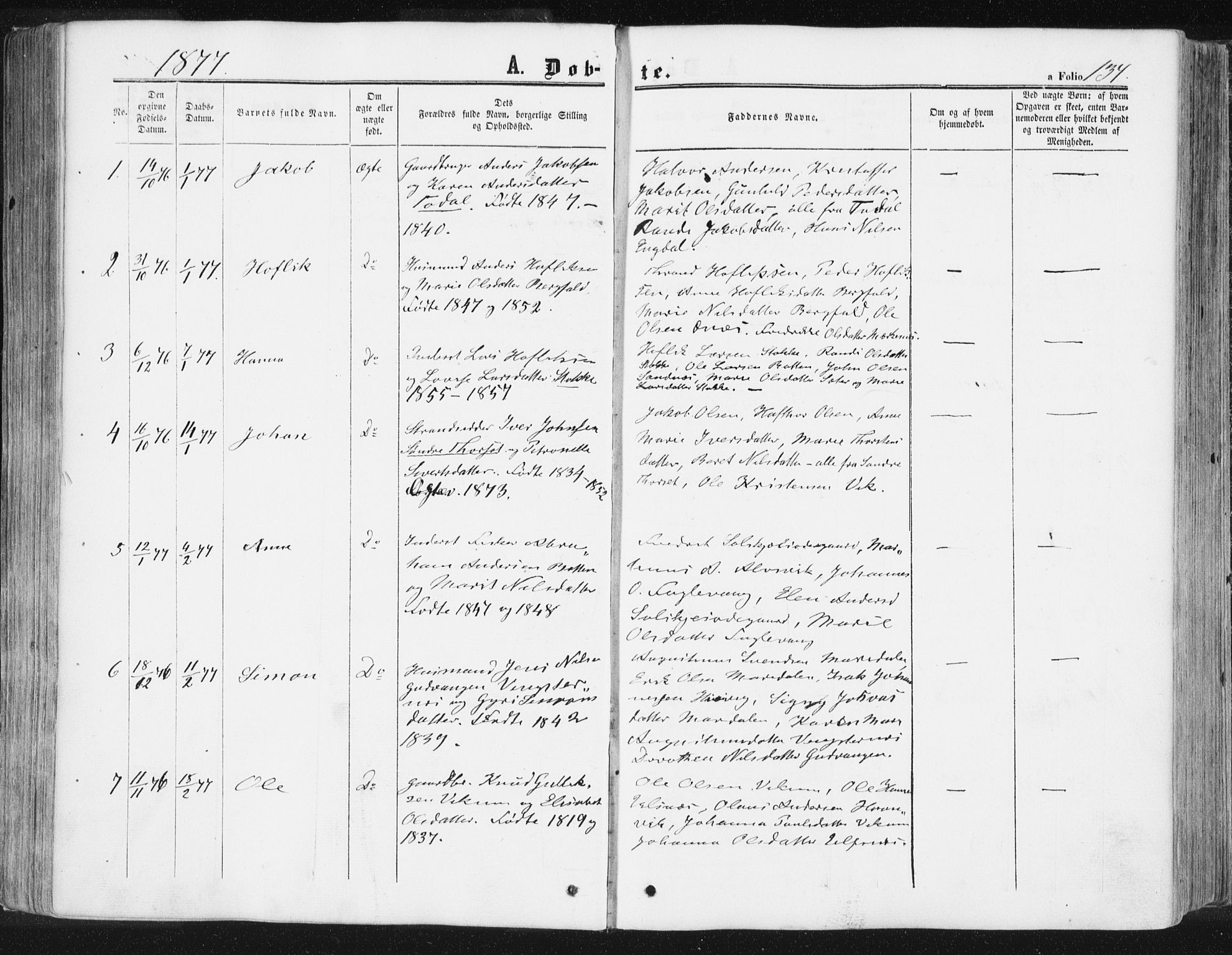 Ministerialprotokoller, klokkerbøker og fødselsregistre - Møre og Romsdal, AV/SAT-A-1454/578/L0905: Ministerialbok nr. 578A04, 1859-1877, s. 134