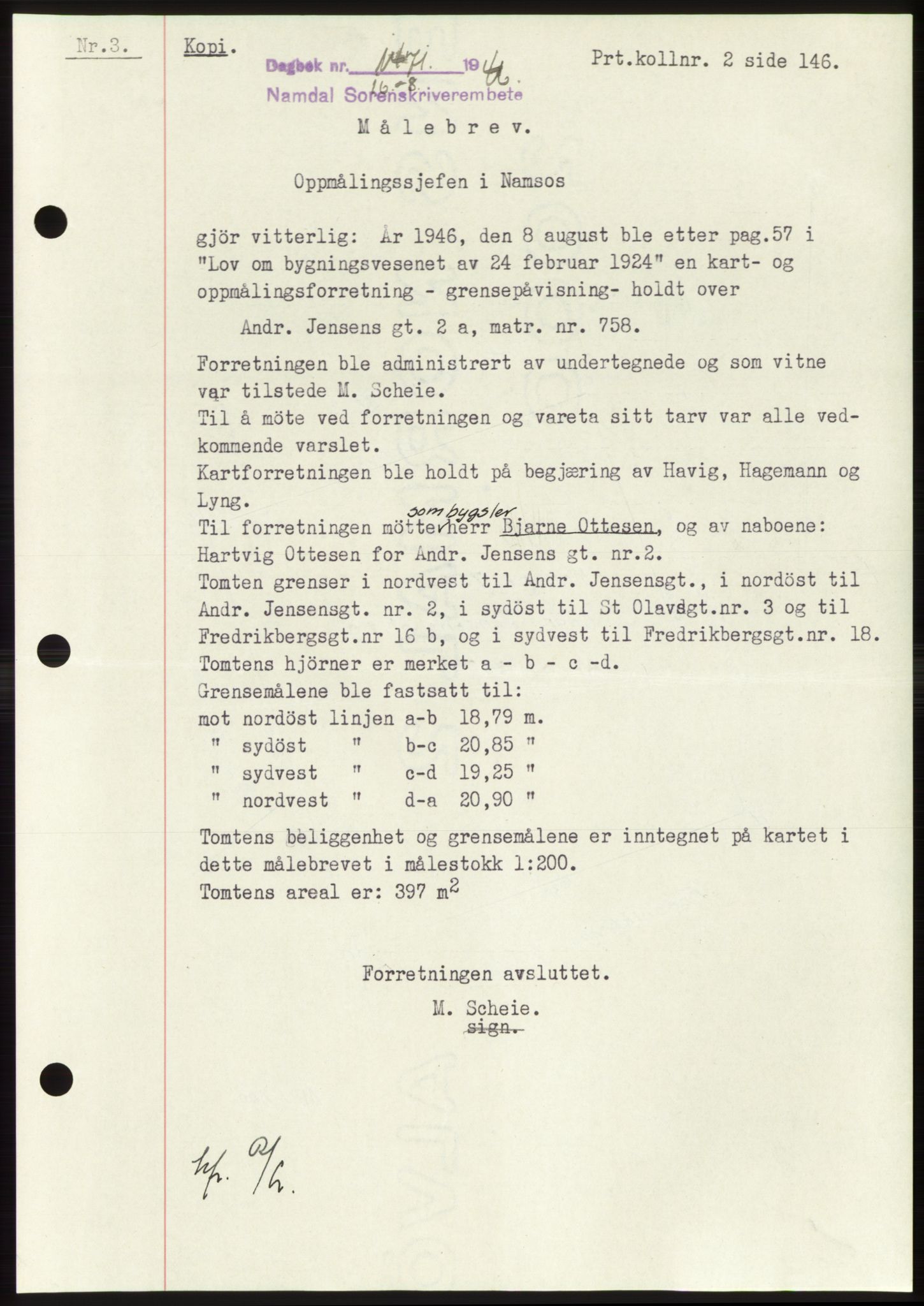 Namdal sorenskriveri, SAT/A-4133/1/2/2C: Pantebok nr. -, 1946-1946, Dagboknr: 1471/1946