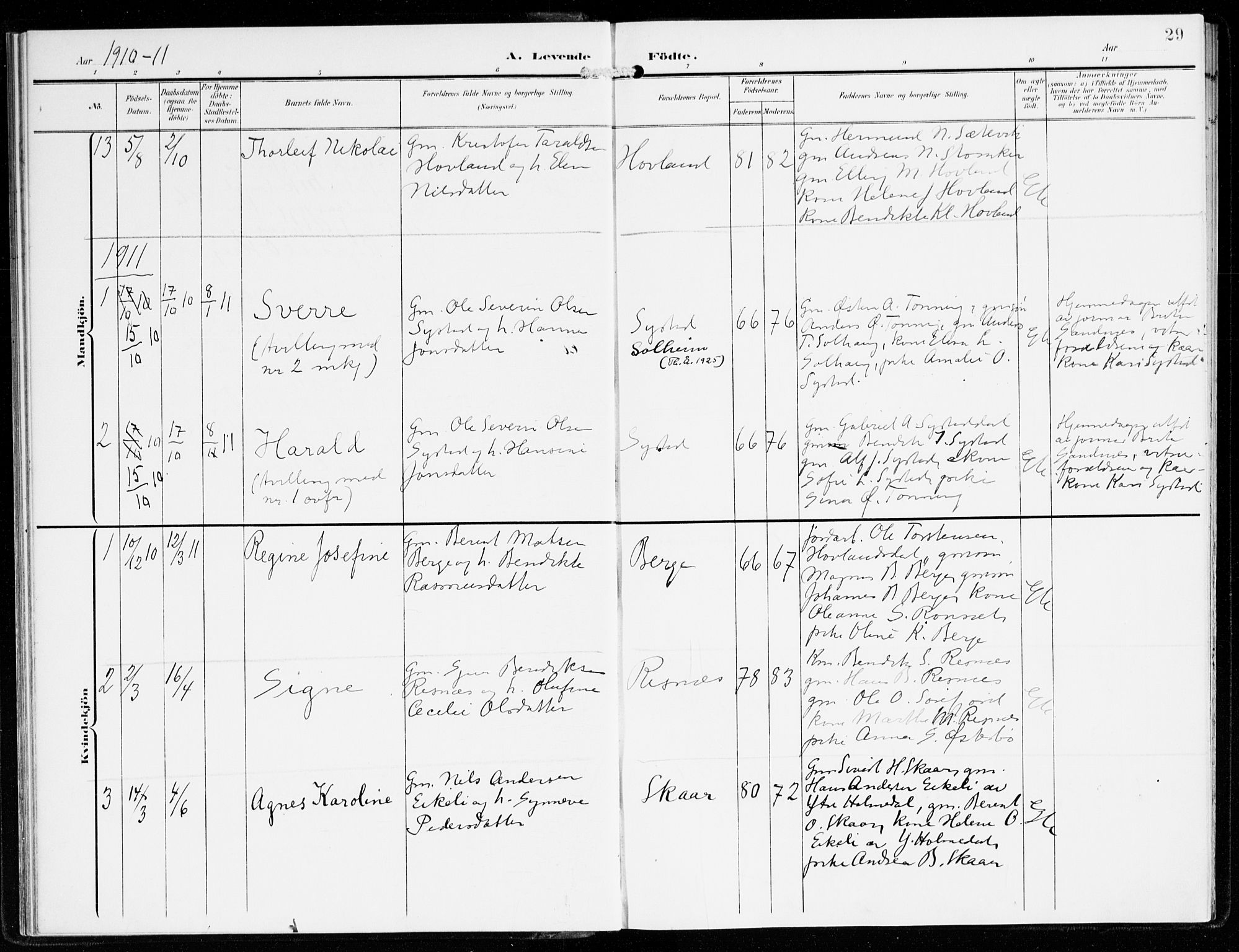 Hyllestad sokneprestembete, AV/SAB-A-80401: Ministerialbok nr. B 2, 1903-1917, s. 29