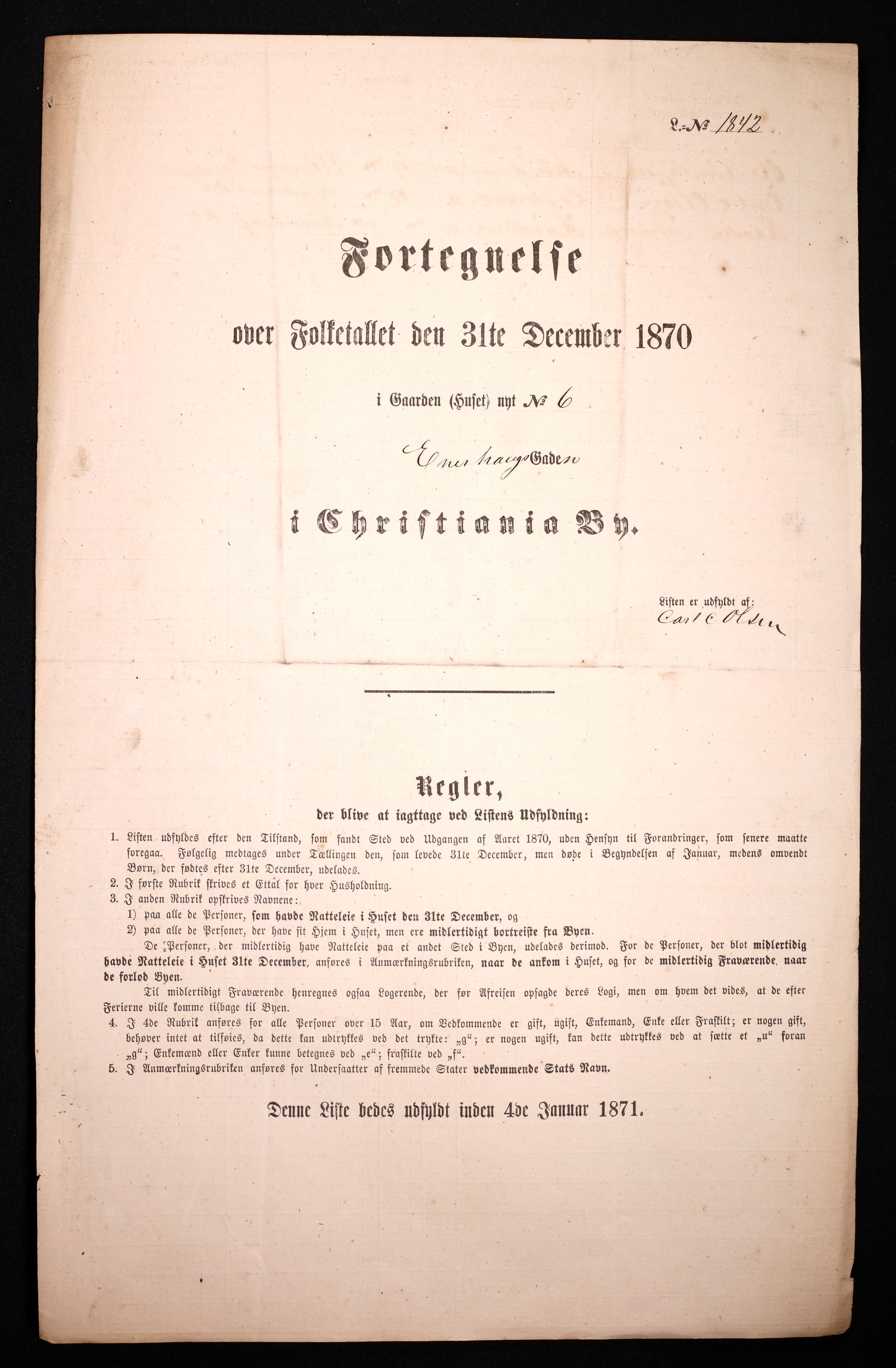 RA, Folketelling 1870 for 0301 Kristiania kjøpstad, 1870, s. 823