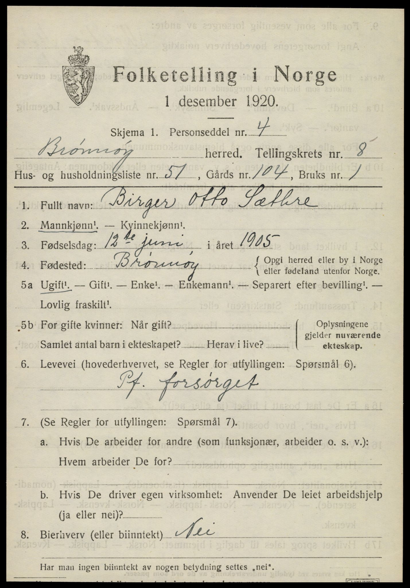 SAT, Folketelling 1920 for 1814 Brønnøy herred, 1920, s. 6614