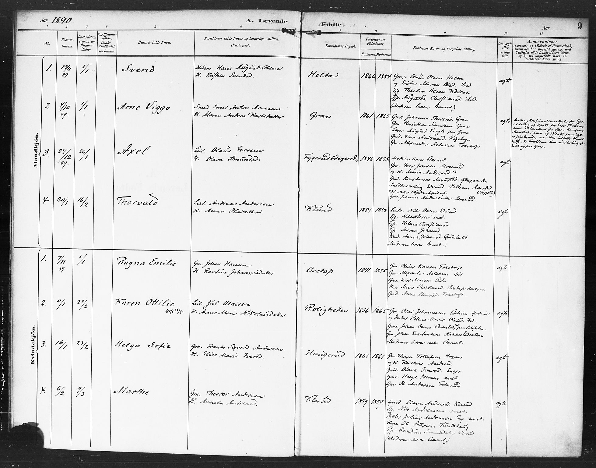 Rødenes prestekontor Kirkebøker, AV/SAO-A-2005/F/Fa/L0010: Ministerialbok nr. I 10, 1890-1900, s. 9