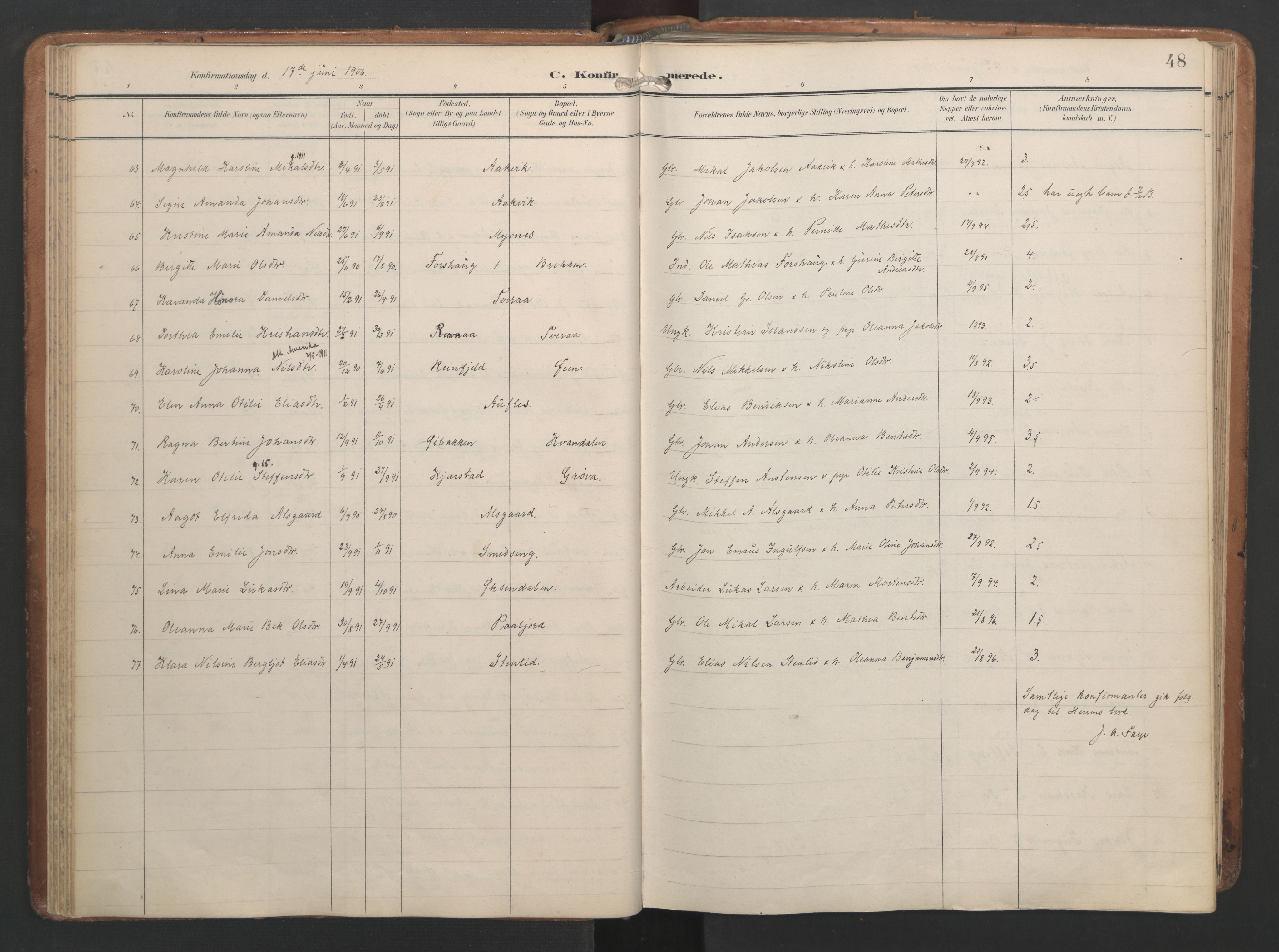 Ministerialprotokoller, klokkerbøker og fødselsregistre - Nordland, SAT/A-1459/820/L0298: Ministerialbok nr. 820A19, 1897-1915, s. 48