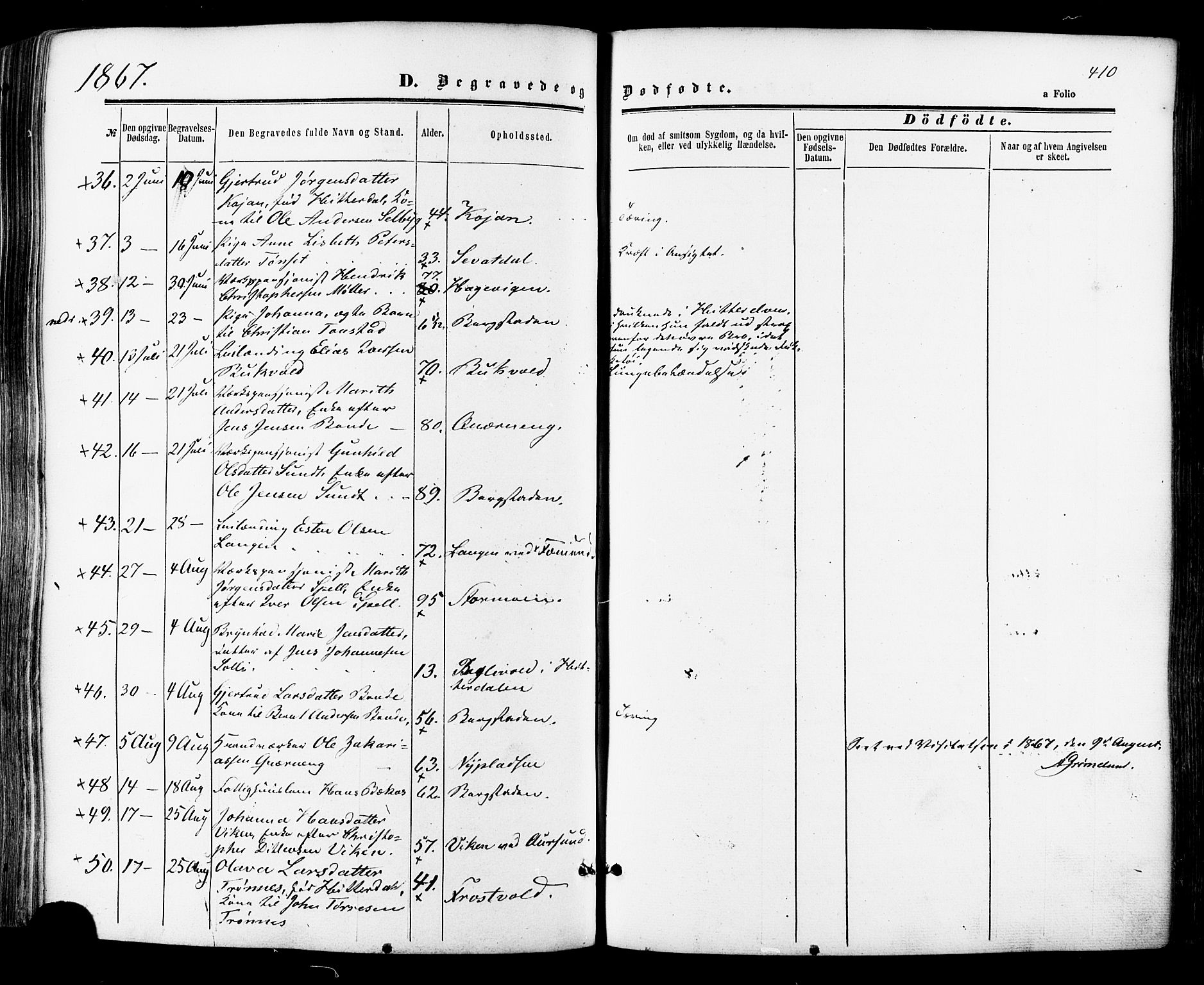 Ministerialprotokoller, klokkerbøker og fødselsregistre - Sør-Trøndelag, SAT/A-1456/681/L0932: Ministerialbok nr. 681A10, 1860-1878, s. 410