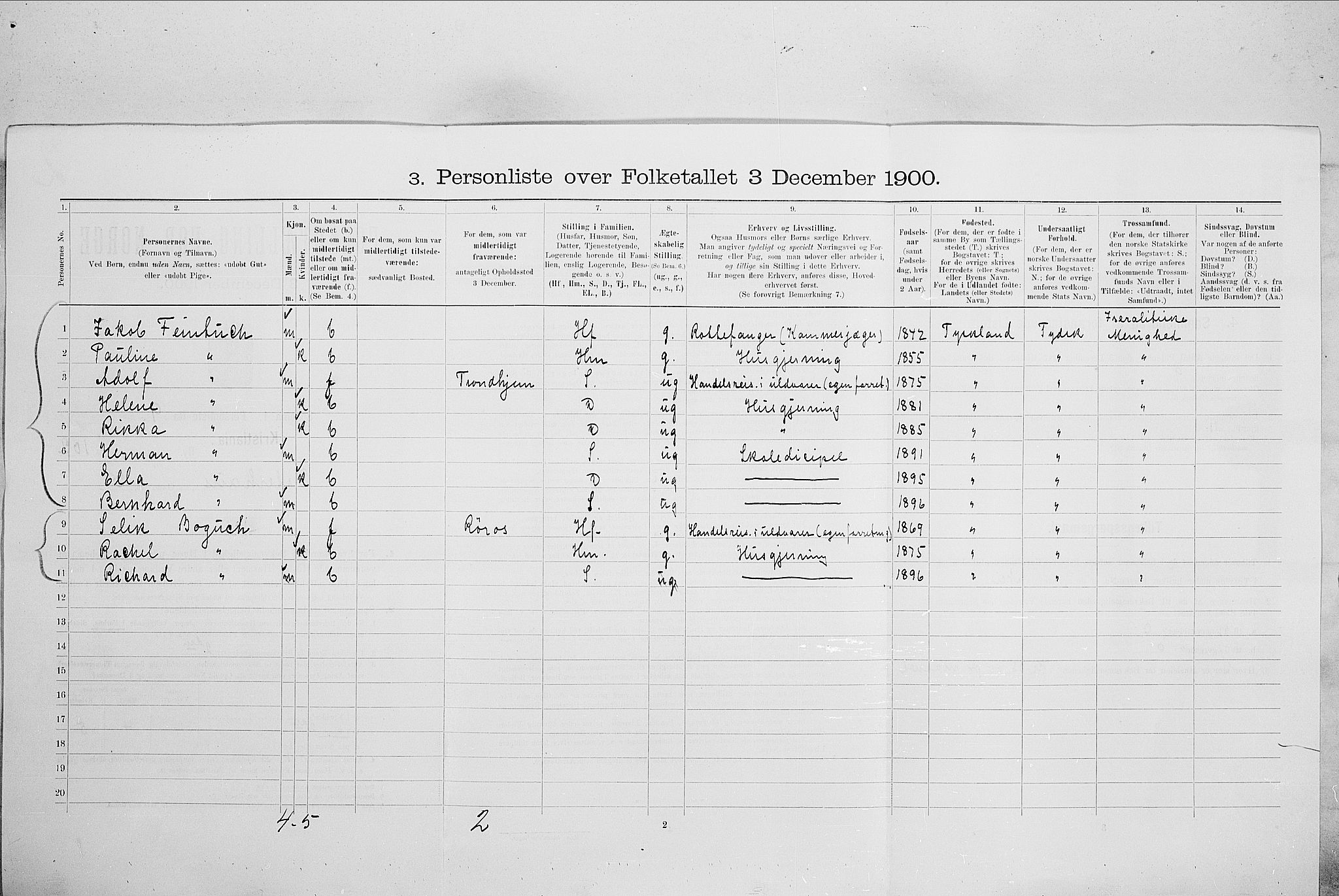 SAO, Folketelling 1900 for 0301 Kristiania kjøpstad, 1900, s. 70100