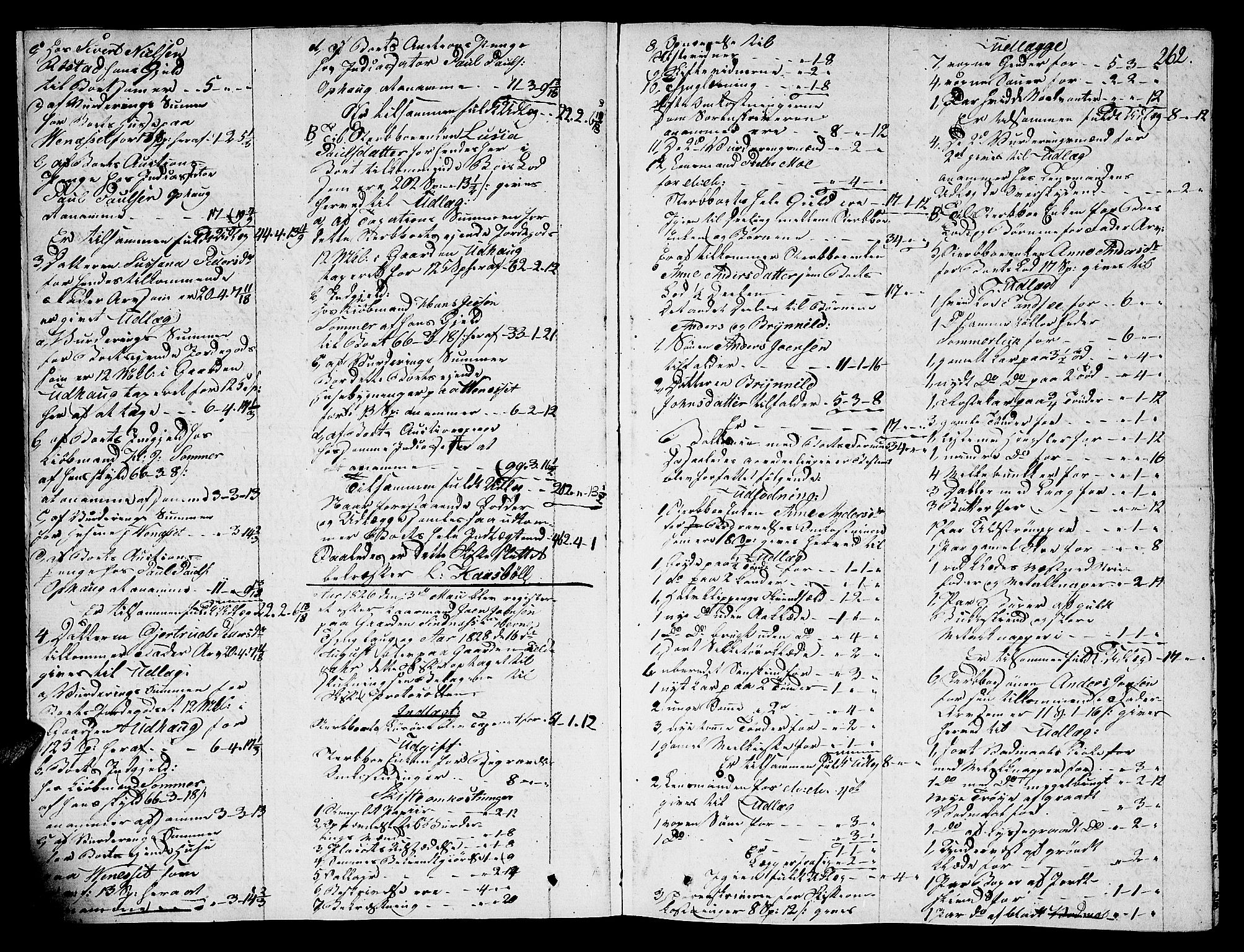 Fosen sorenskriveri, SAT/A-1107/1/3/3A/L0018: Skifteprotokoll 12 II, 1824-1832, s. 261b-262a