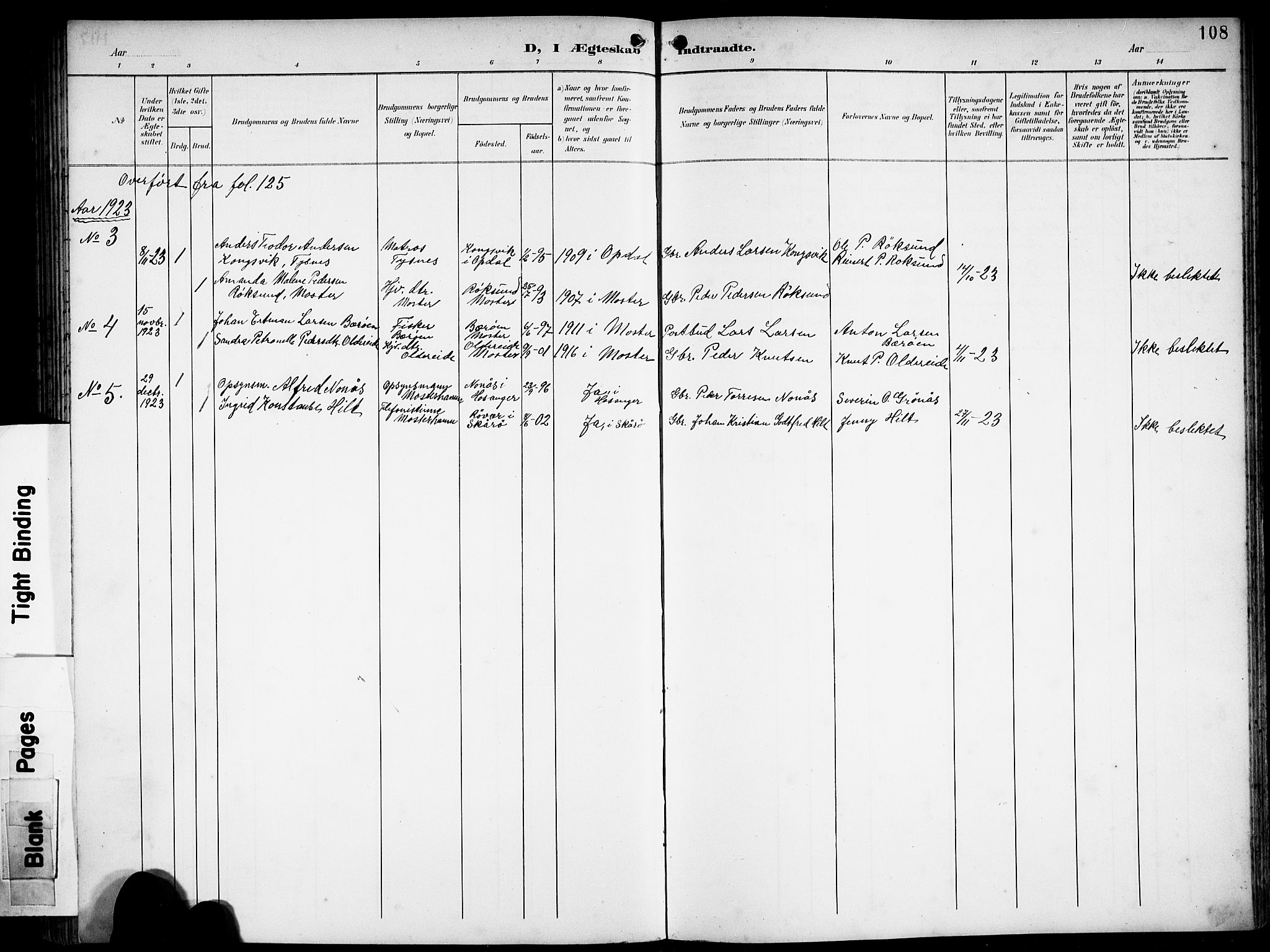 Finnås sokneprestembete, AV/SAB-A-99925/H/Ha/Hab/Haba/L0004: Klokkerbok nr. A 4, 1901-1924, s. 108